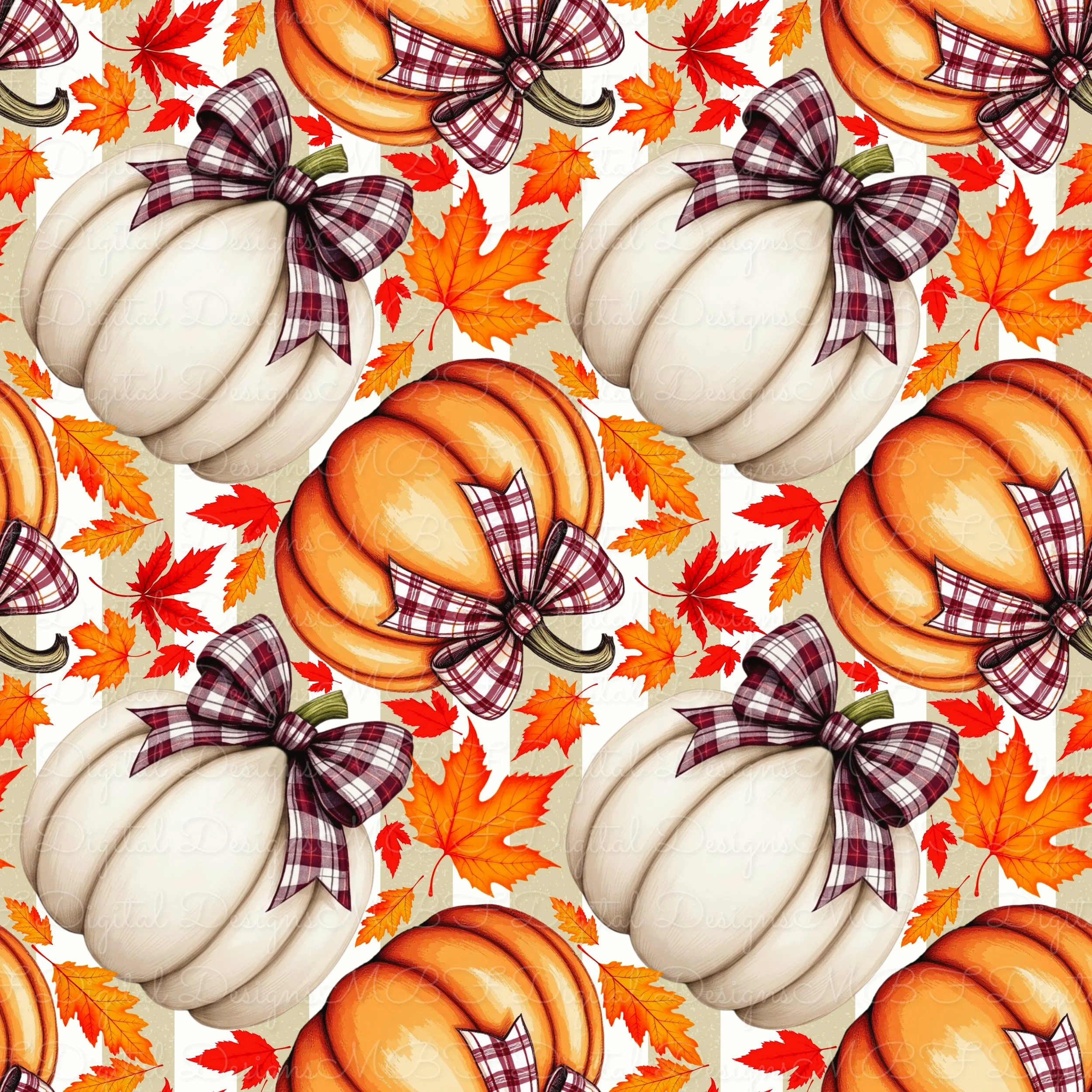 Falling For Fall (cream and white striped color way)
