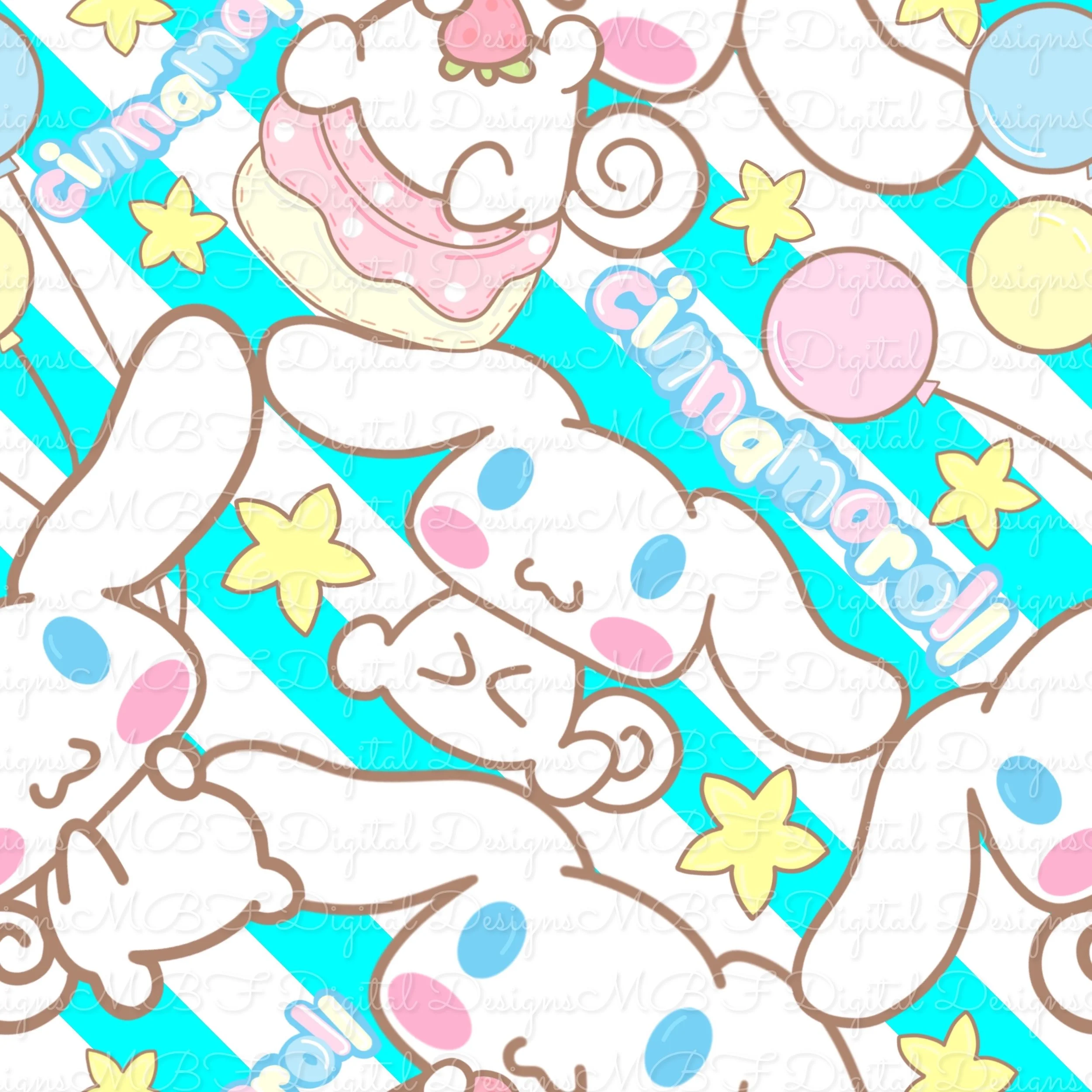 Cinna-maroll (bright aqua striped color way)