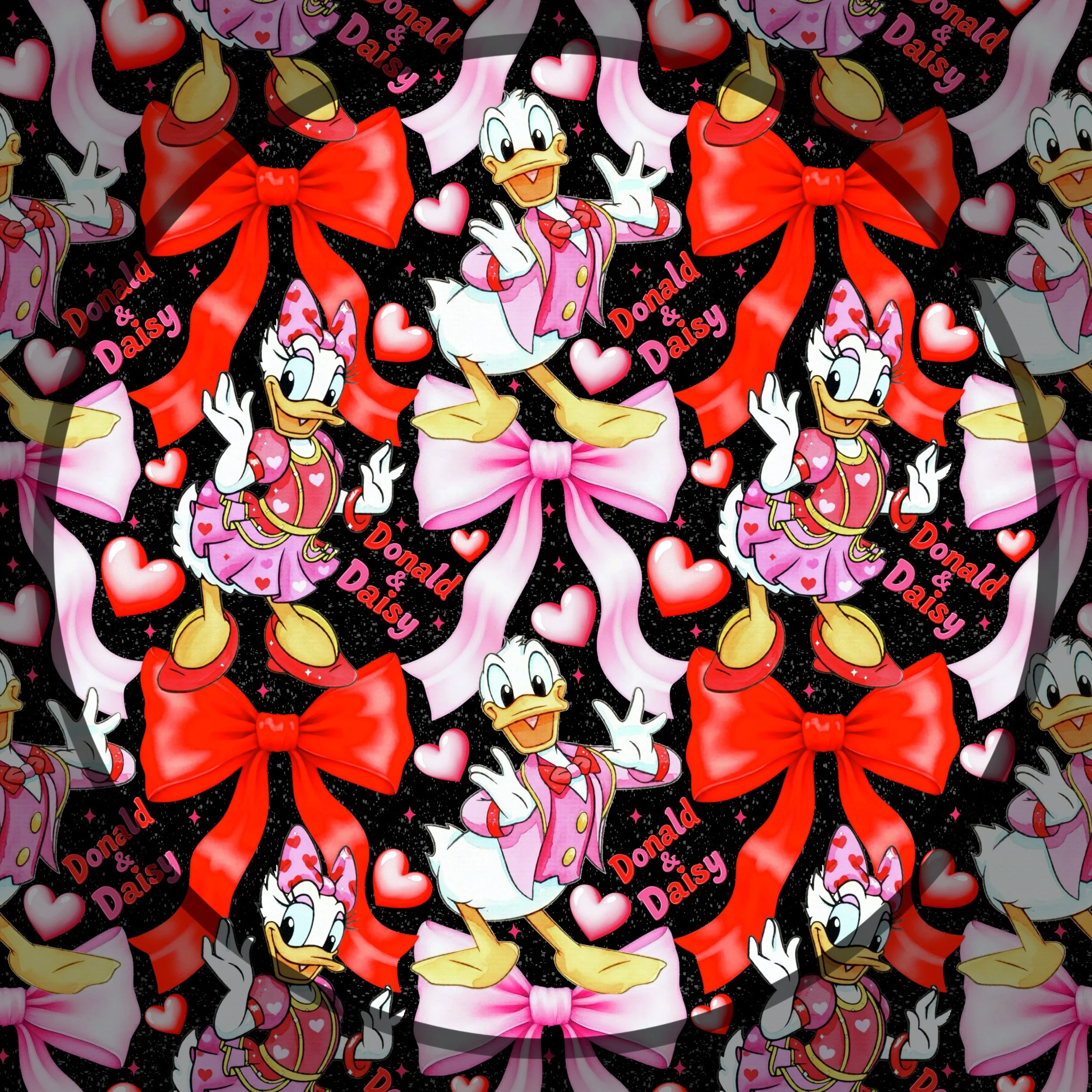 Donald and Daisy Valentines Bows (black flecked color way)