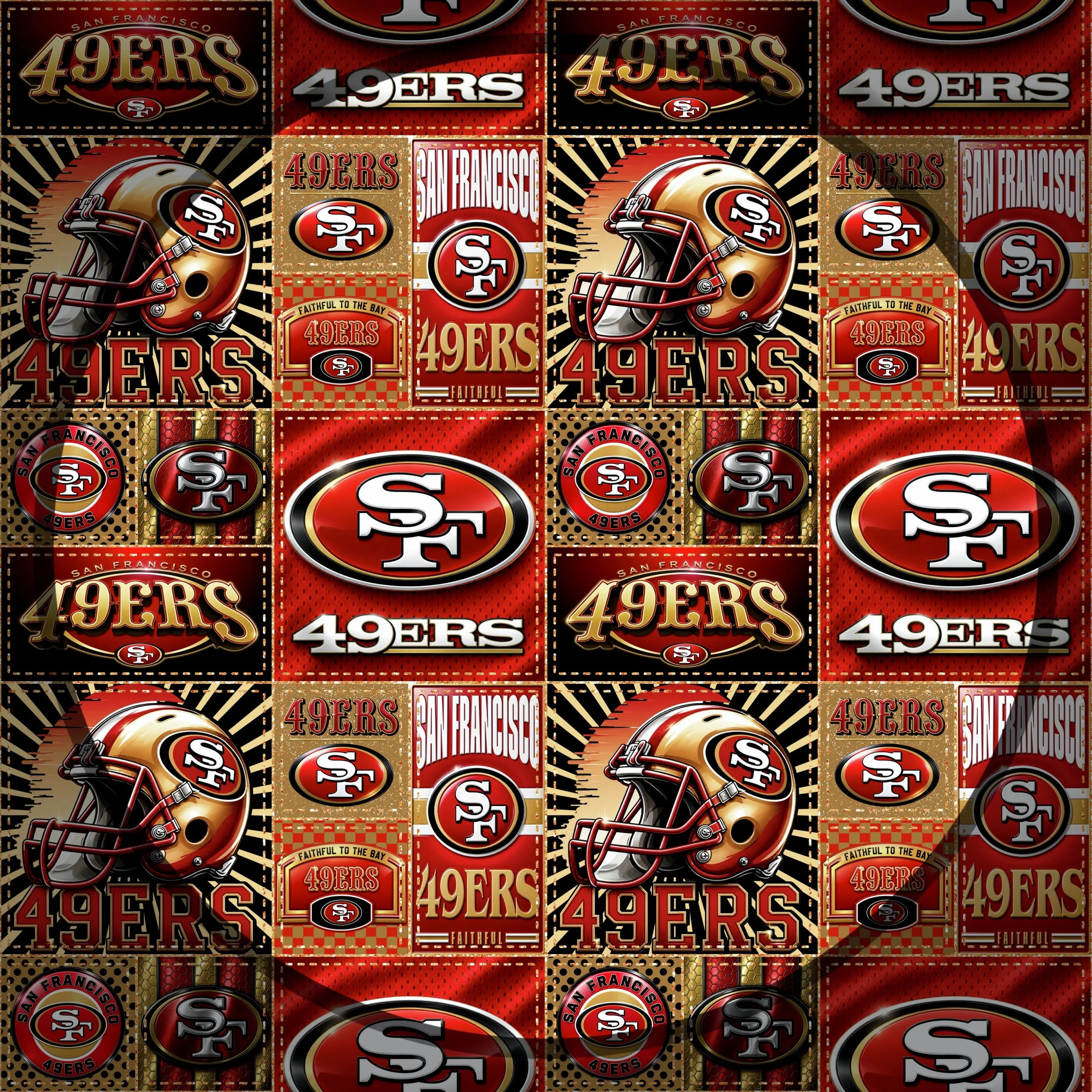 49ers Patchwork (gold glitter stitches color way)