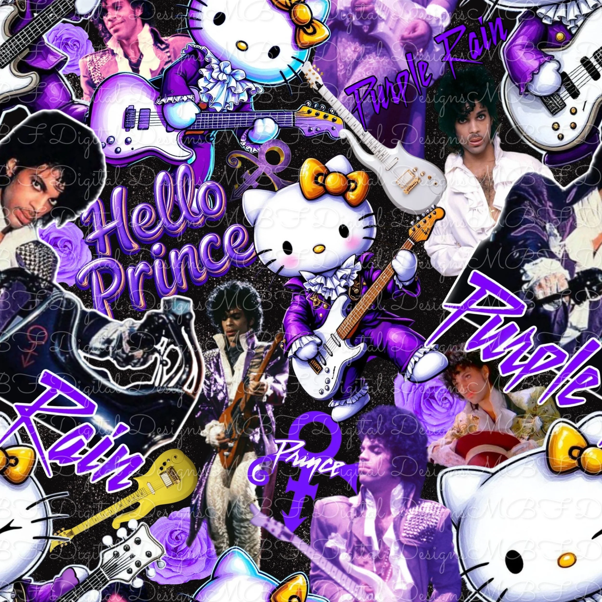 Hello Prince (black sparkle color way)