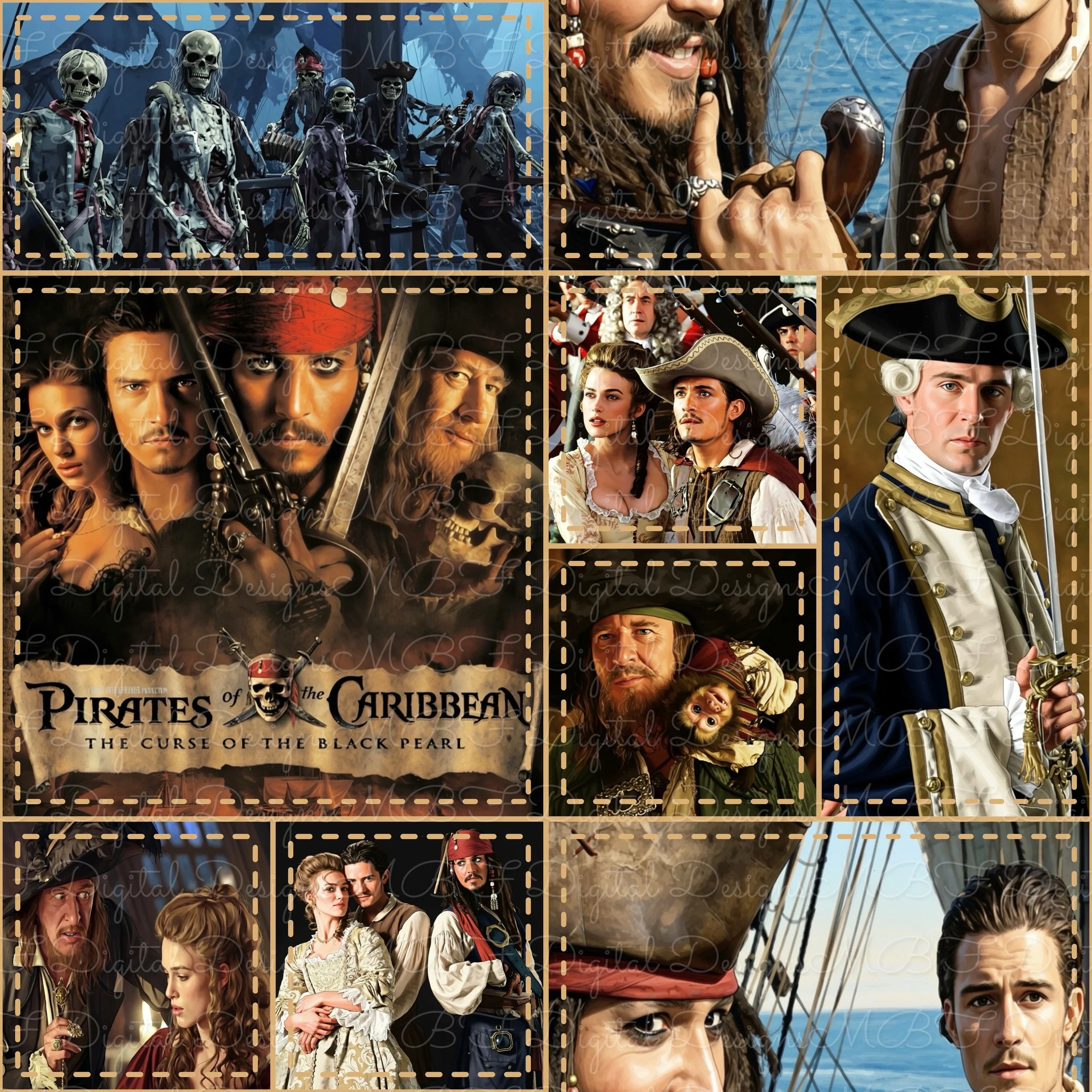 Pirates of the Caribbean Patchwork (rich beige stitches color way)