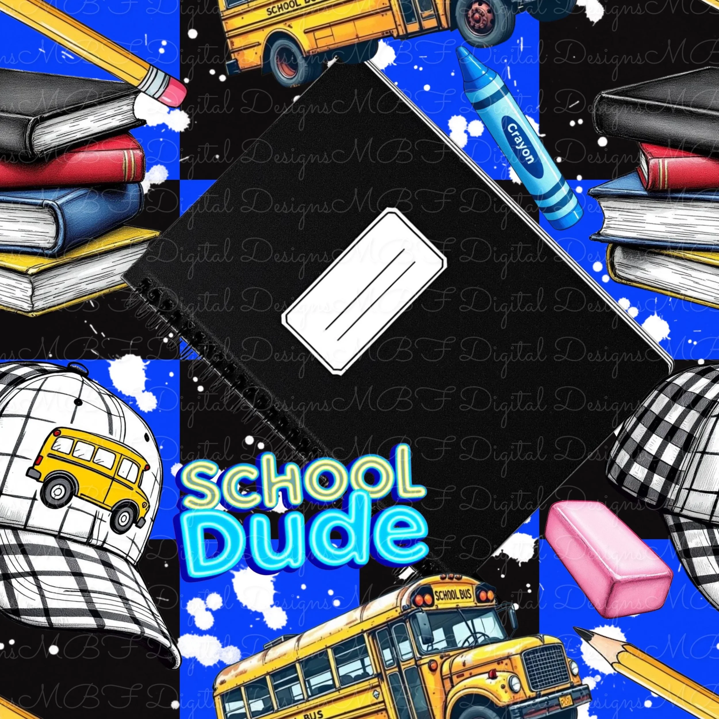 School Dude Personalizable (black and blue checked color way)