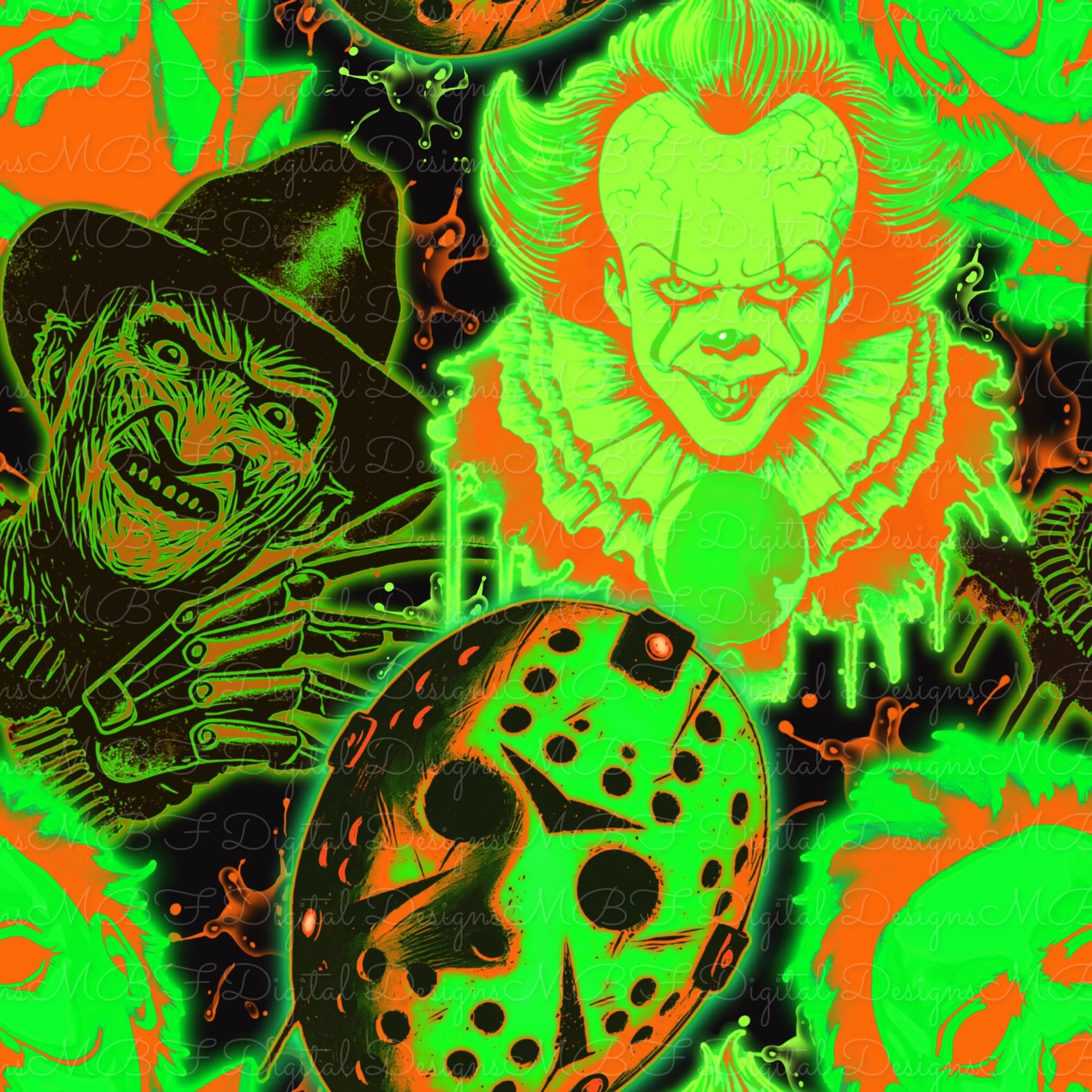 Horror Guys (electric orange and lime color way)