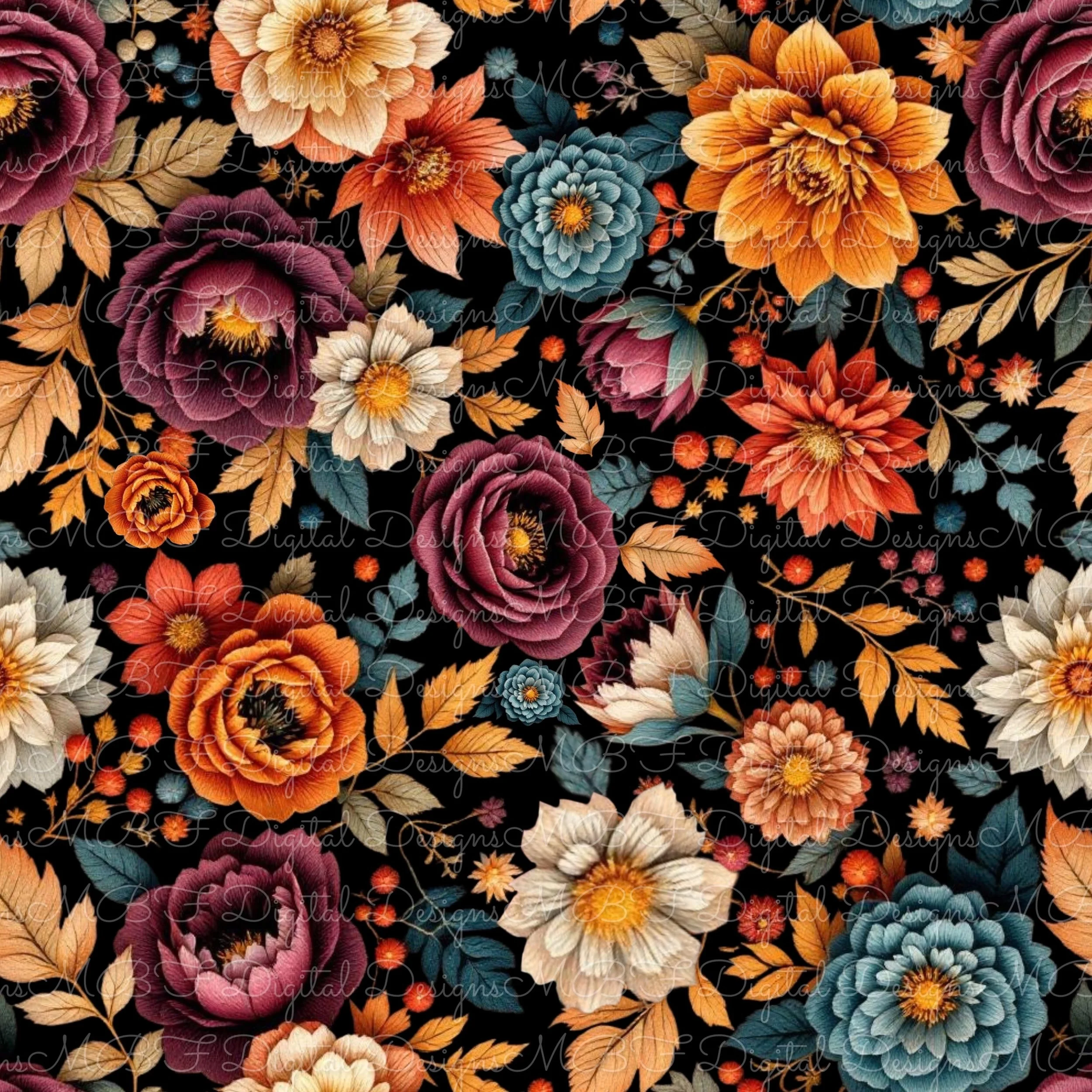 Crisp Fall Day Floral (black color way)