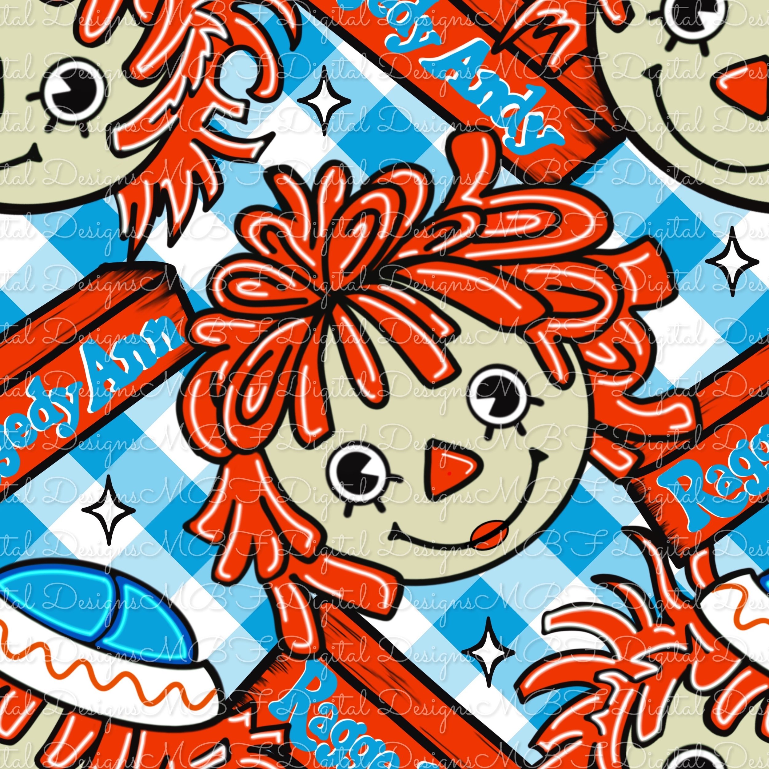 Raggedy Sibs (blue plaid color way))