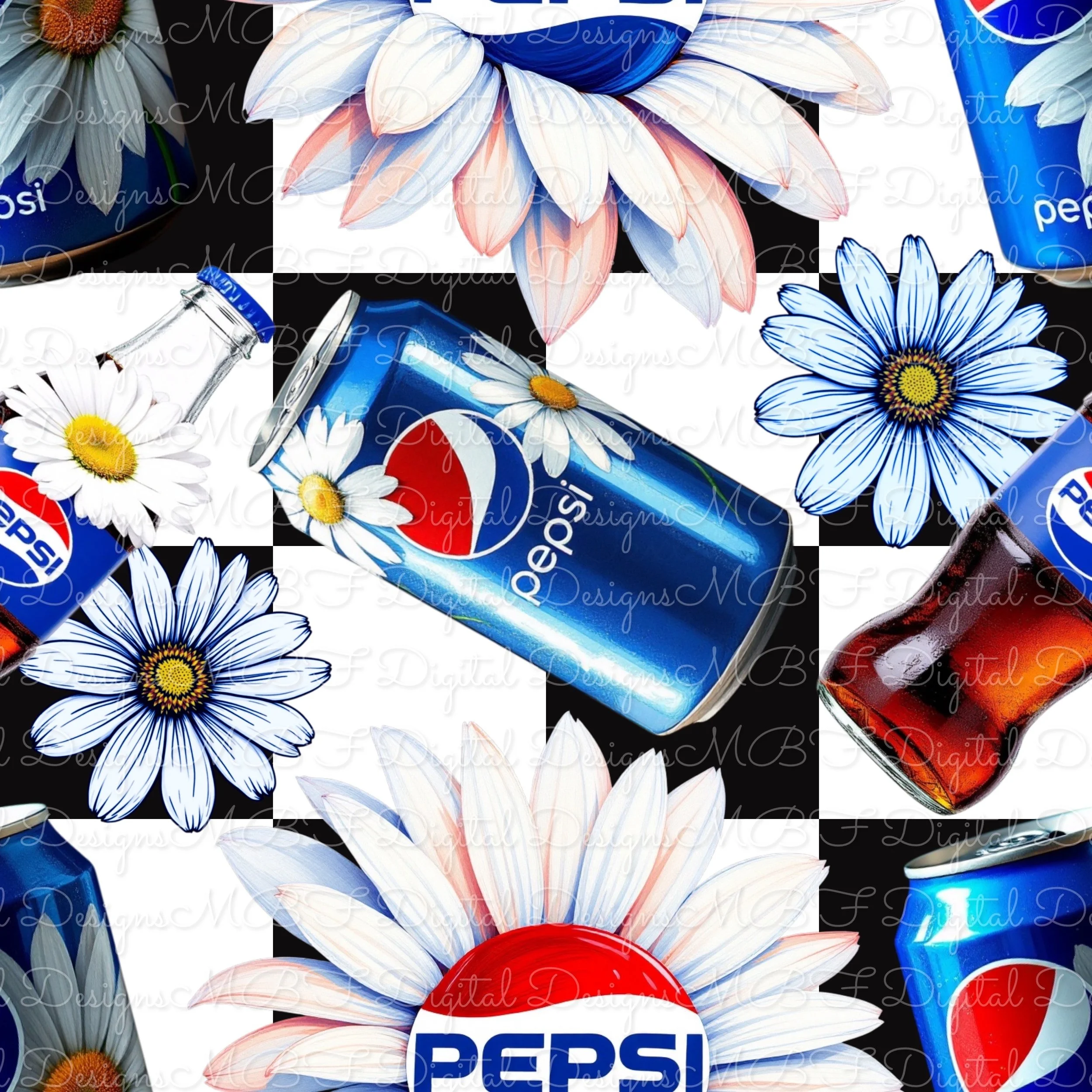Pepsi n Daisies (black checked color way)