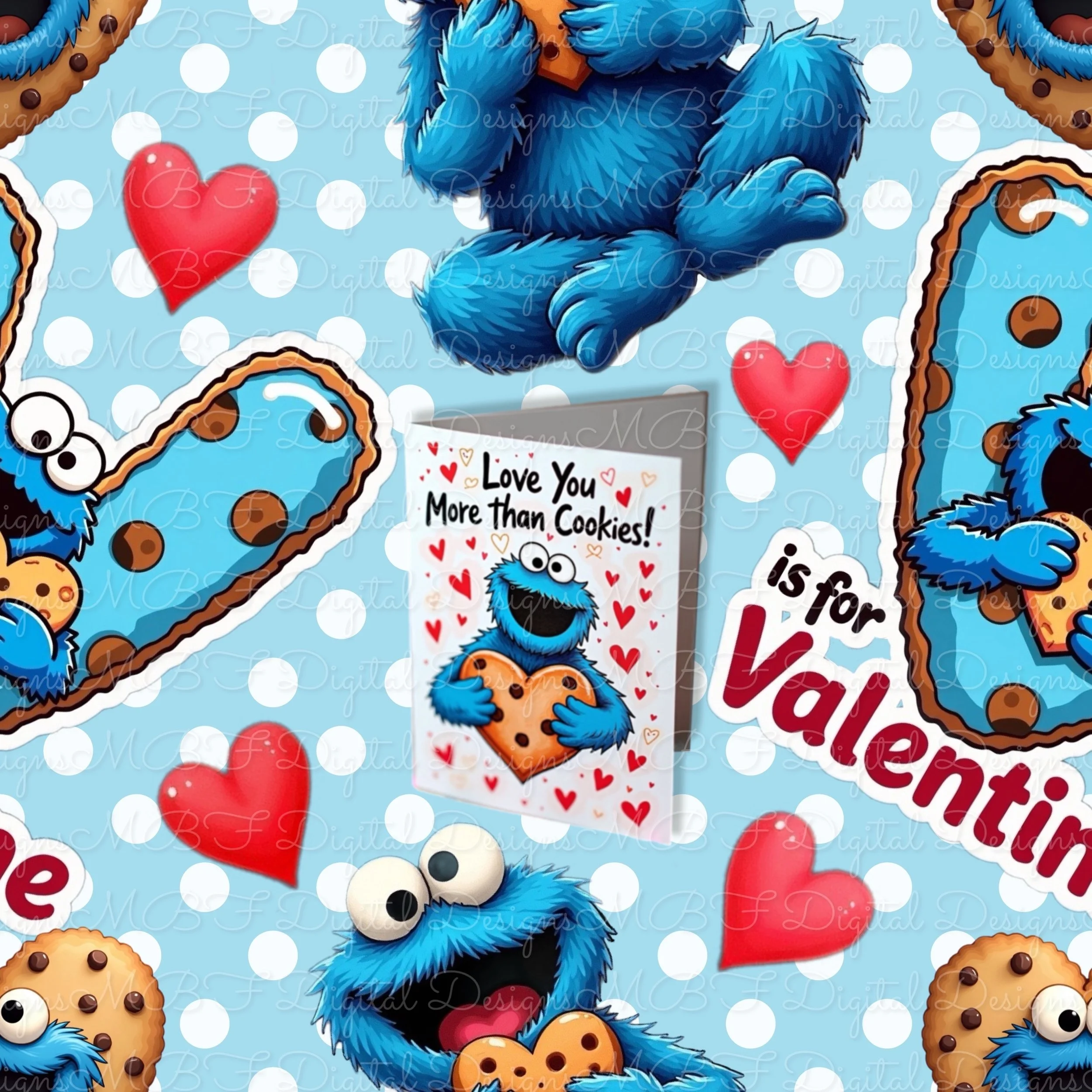 V Is For Valentine (blue polka dot color way)