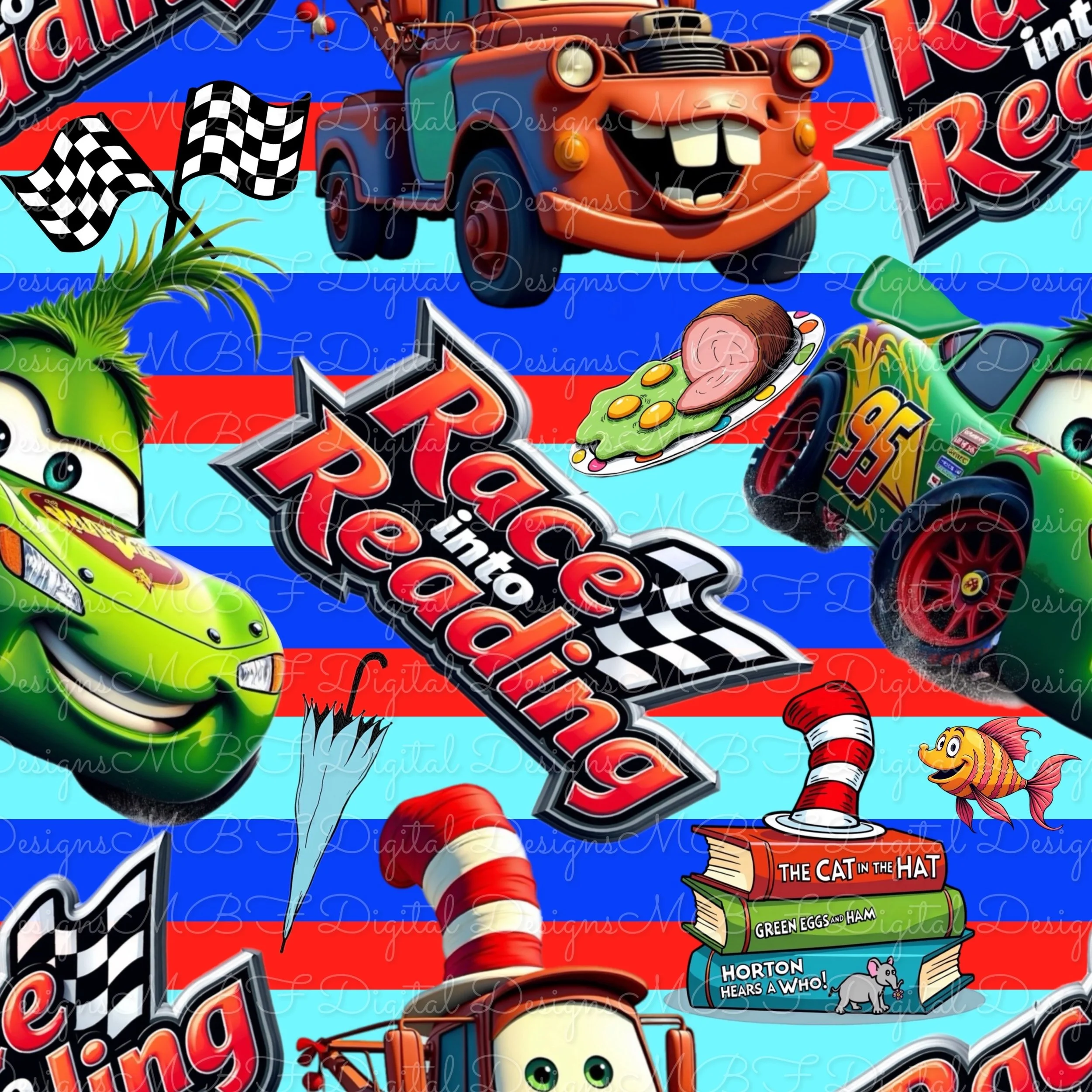 Race Into Reading (Seuss stripes color way)