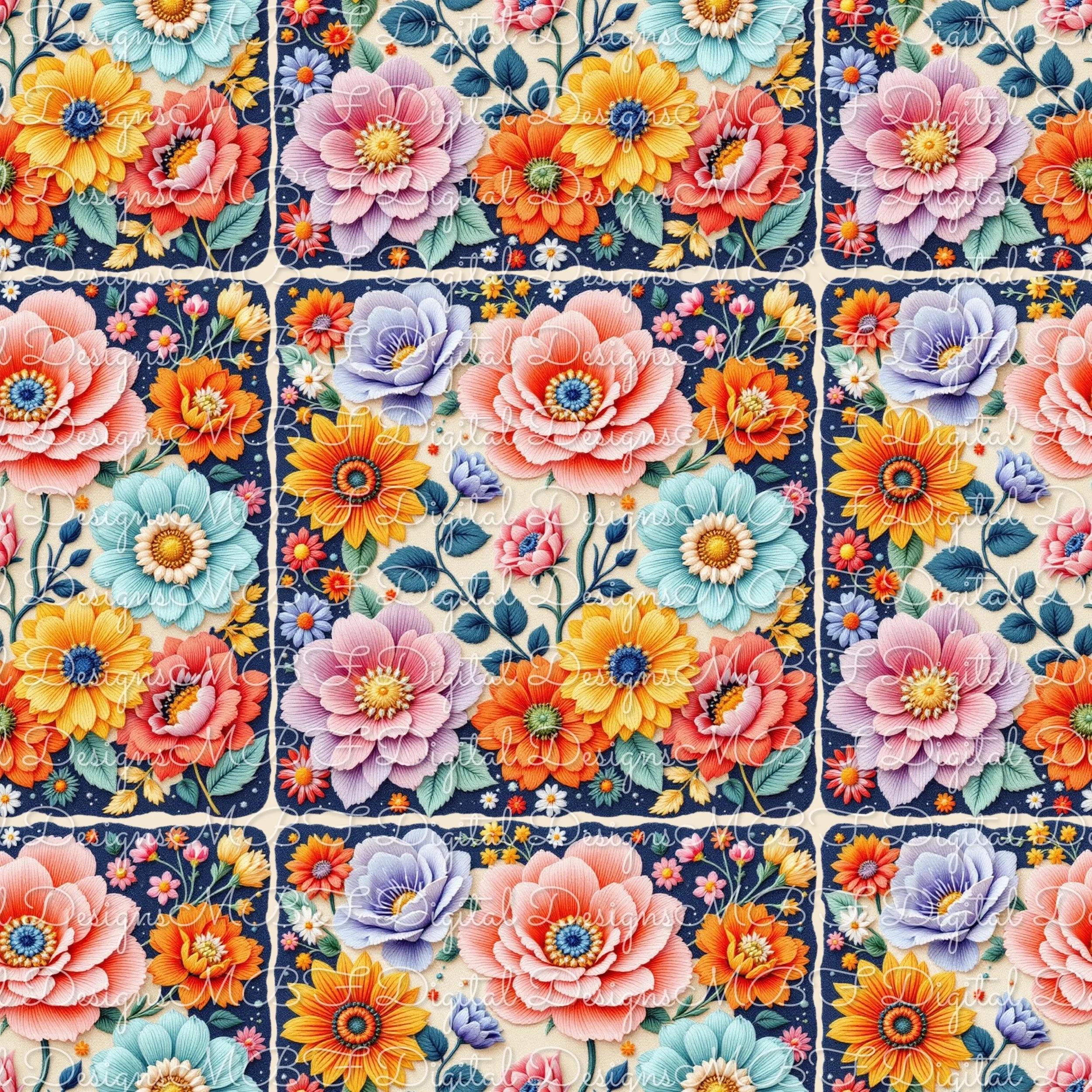 Bursting Blooms Patcheork Floral (cream color way)