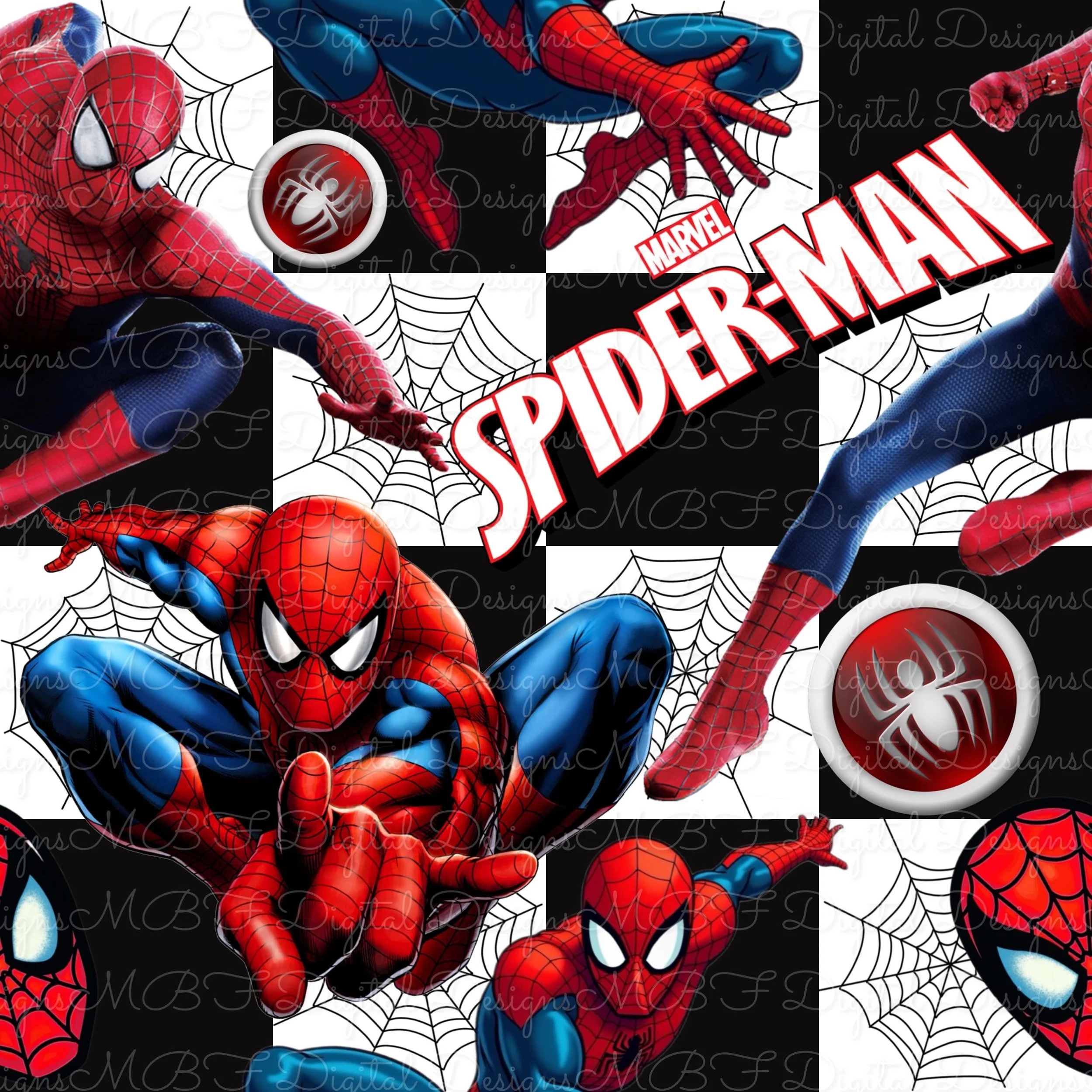 Spidey Man (black and white checked black web color way)