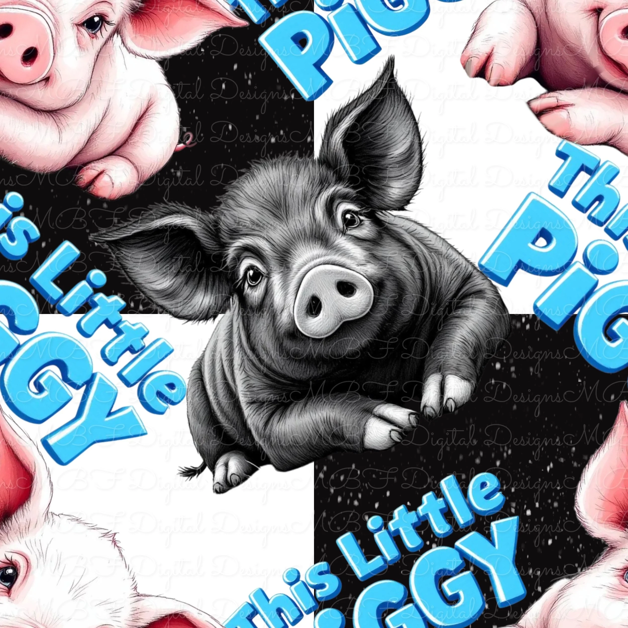 This Little Piggy (black and white checked color way)
