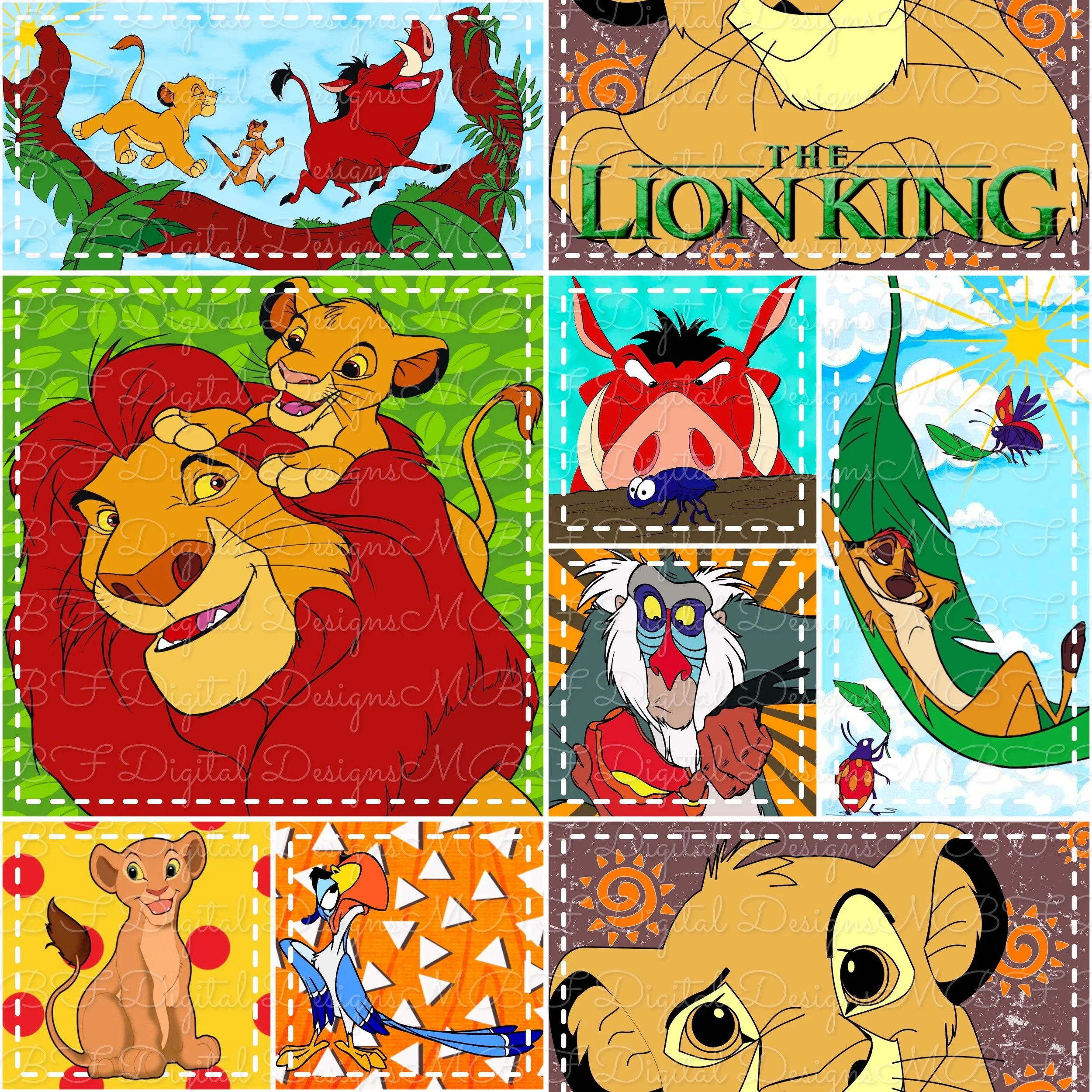 The Lion King Patchwork (white stitches color way)
