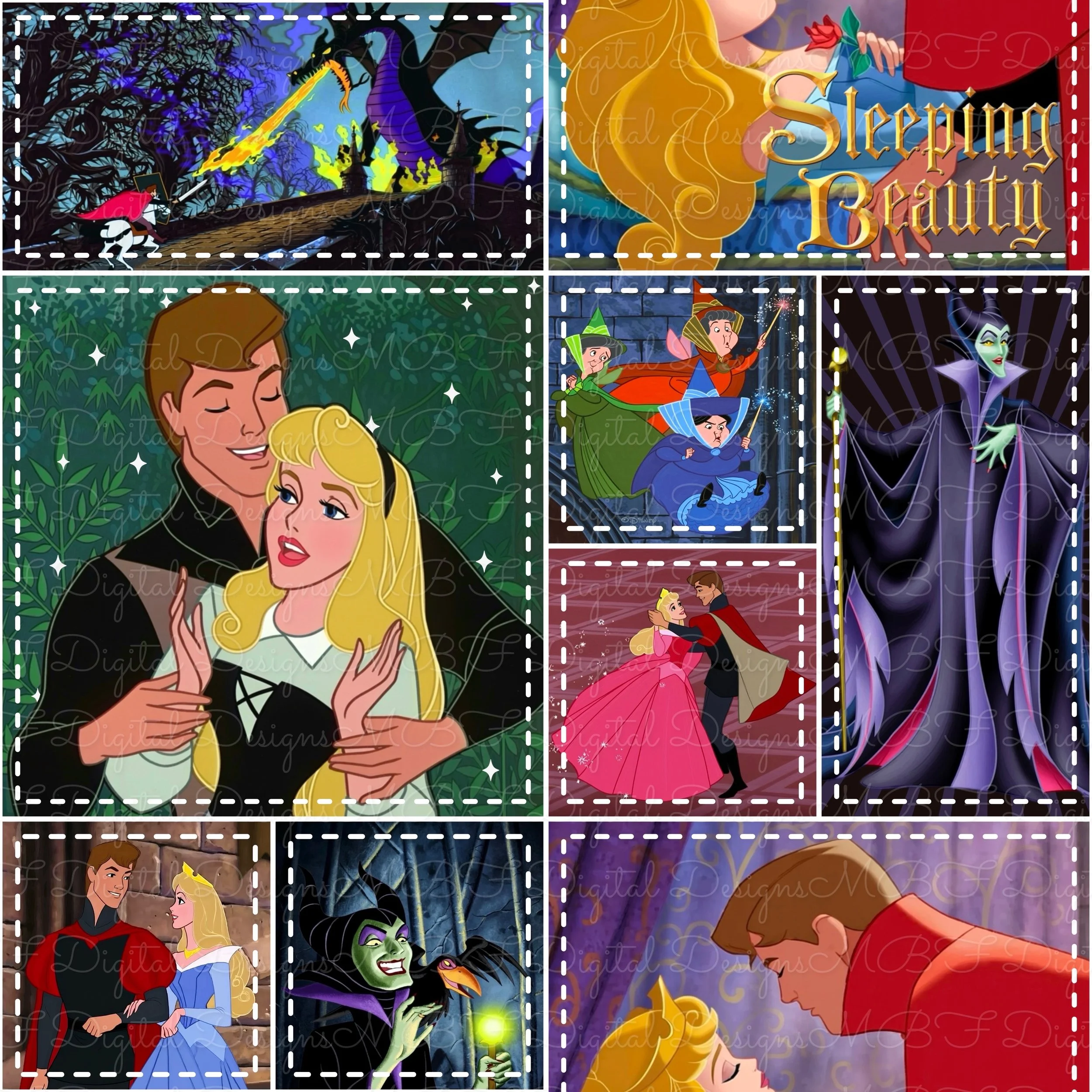 Sleeping Beauty Patchwork (white stitches color way)