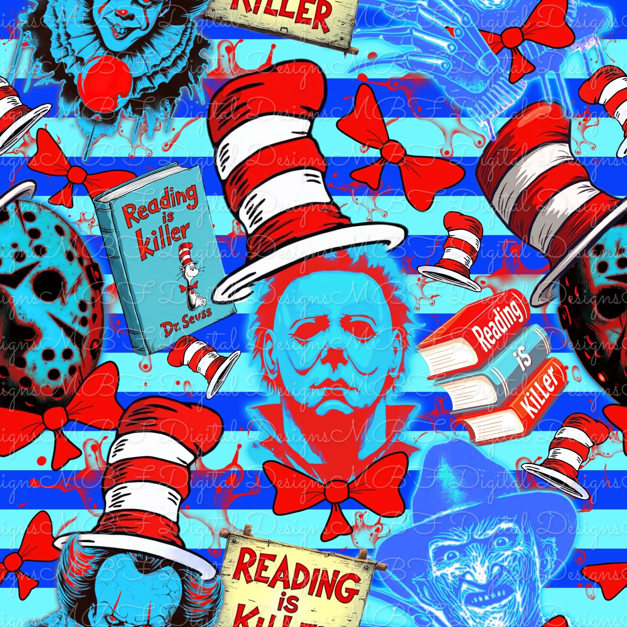 Reading Is Killer 2 (duo blue striped color way)