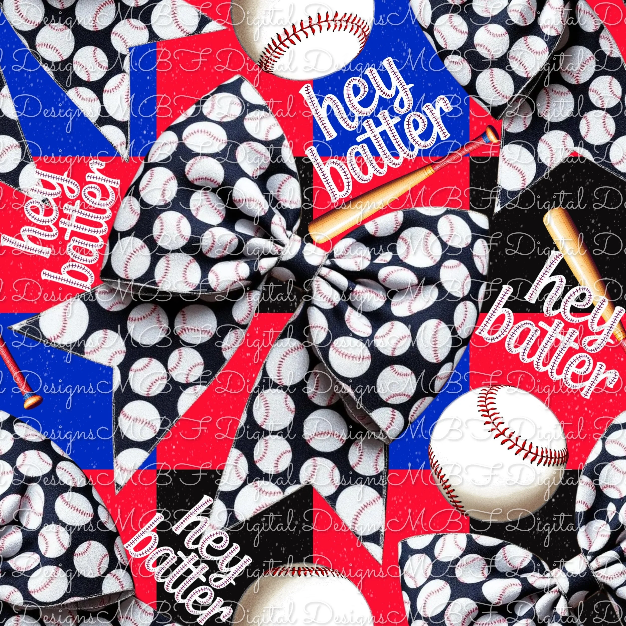 Baseball N Bows (multi checked color way)