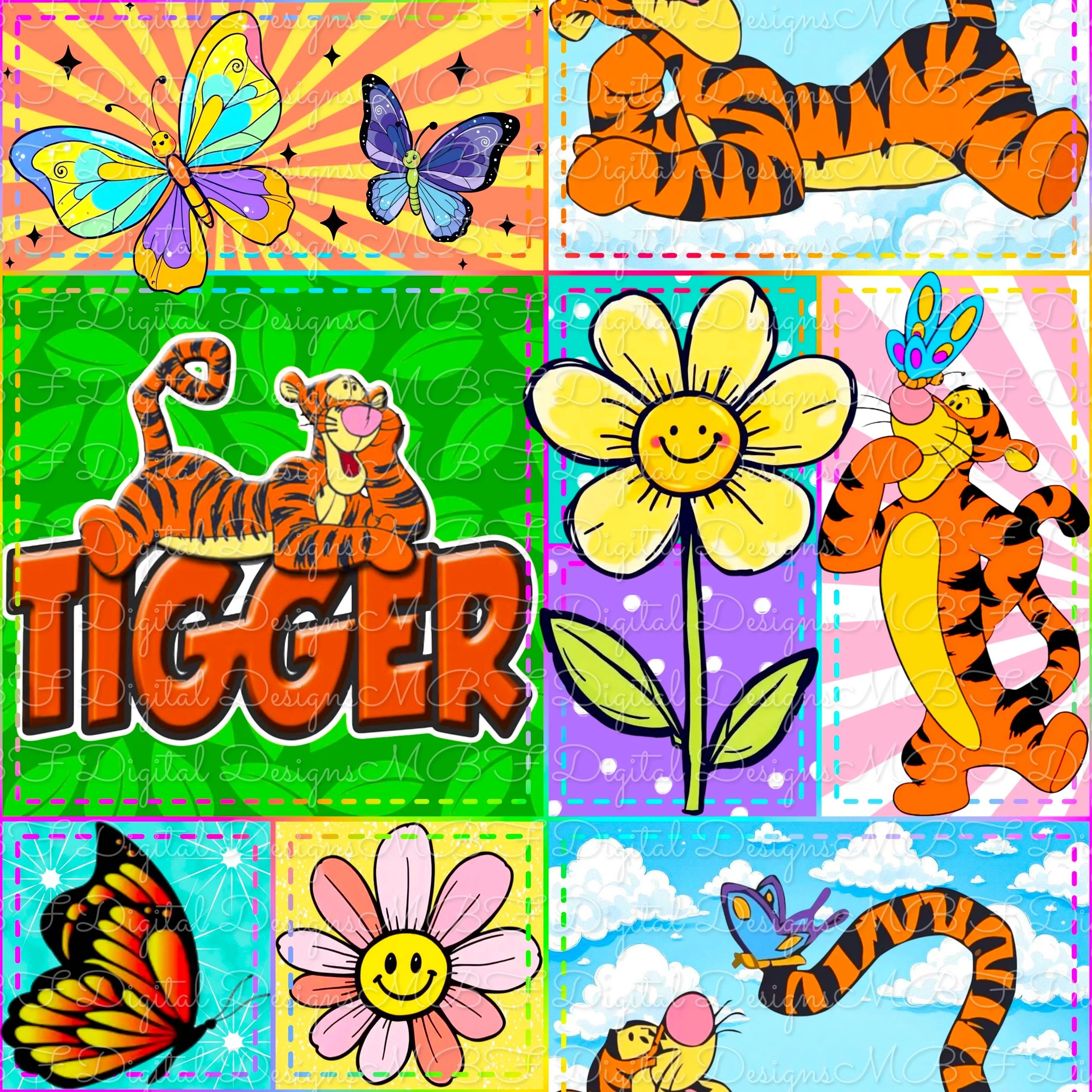 Butterfly Tigger Patchwork (rainbow stitched color way)