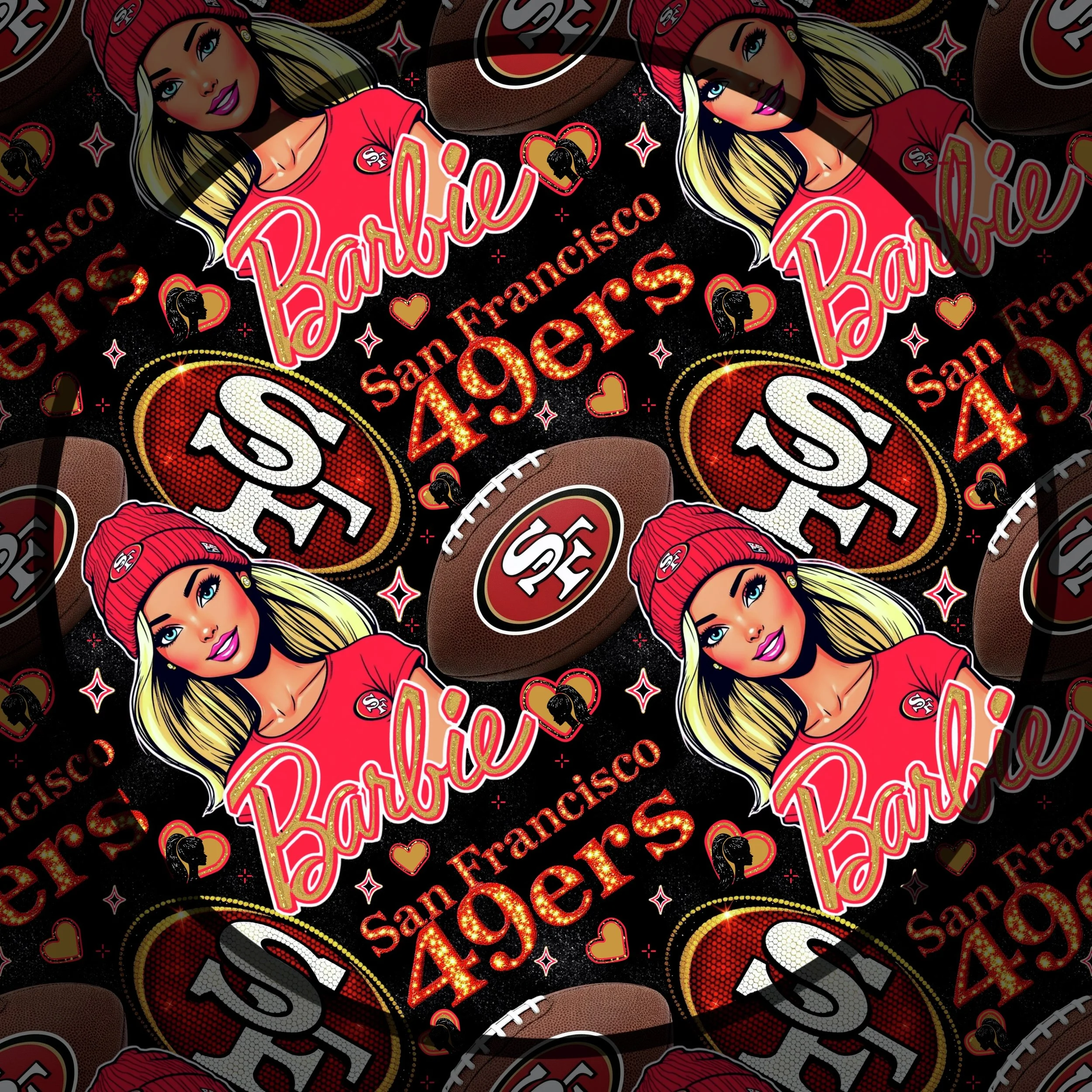 49ers Bar-bie (black sparkle color way)