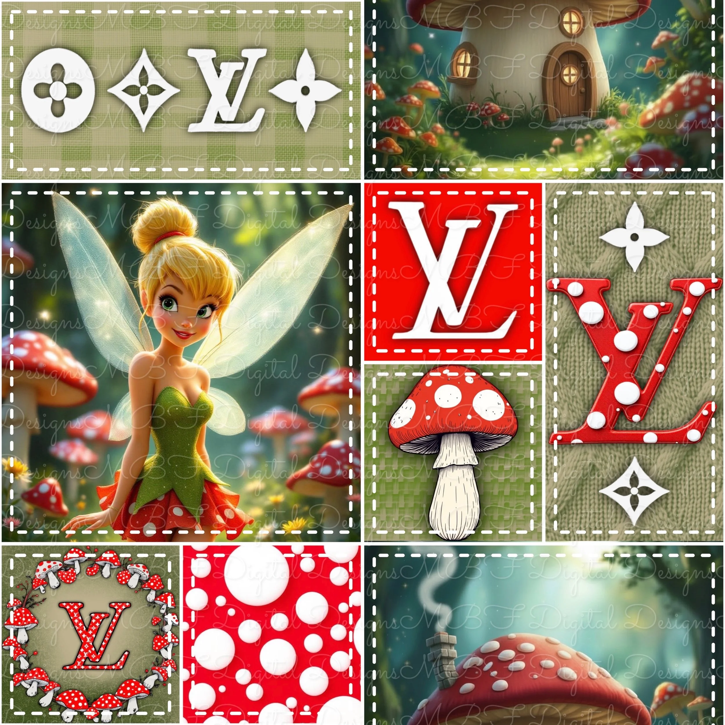 LV Cottagecore Tink Patchwork (white stitches color way