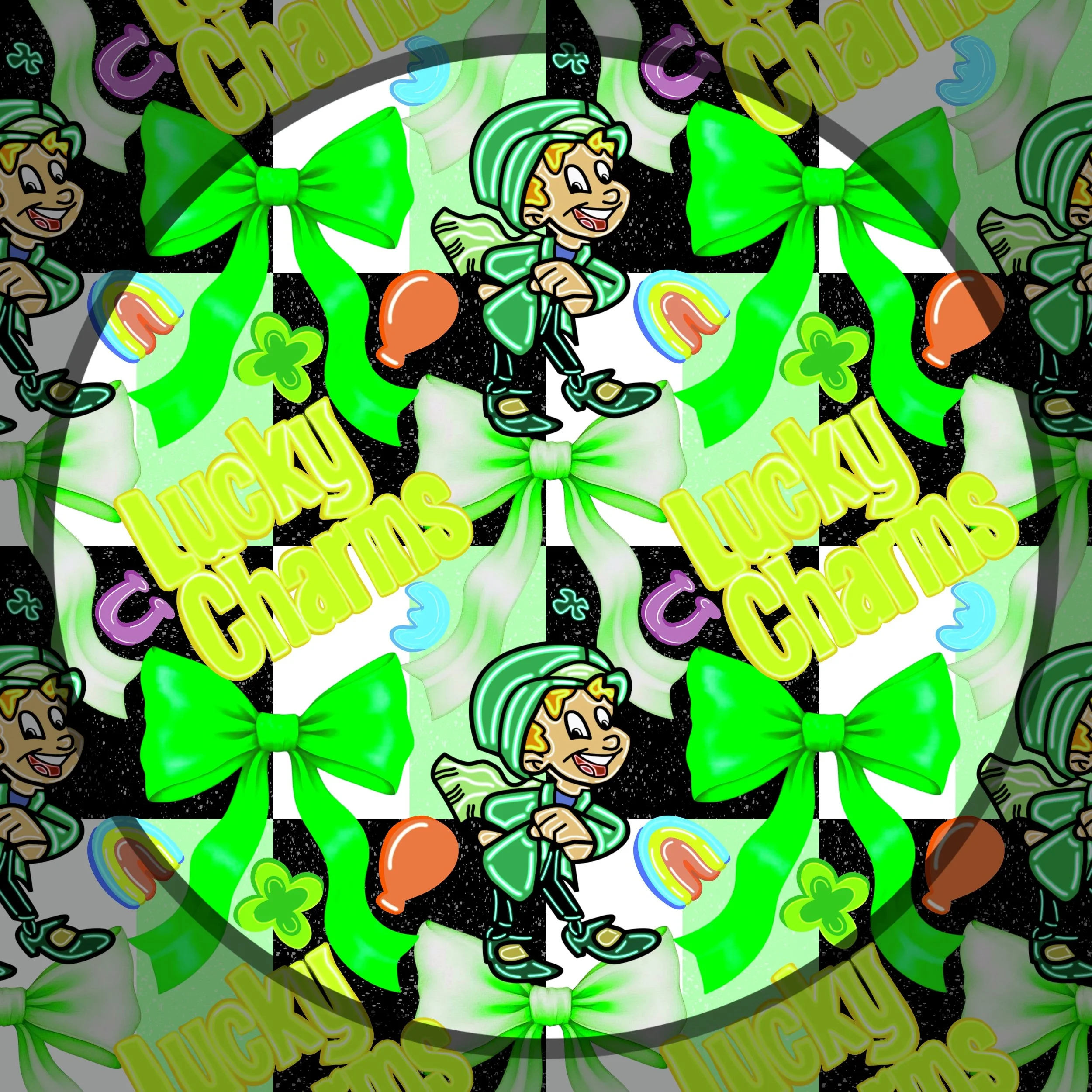 Lucky Charms ‘n Bows (black, white and mint checked color way)