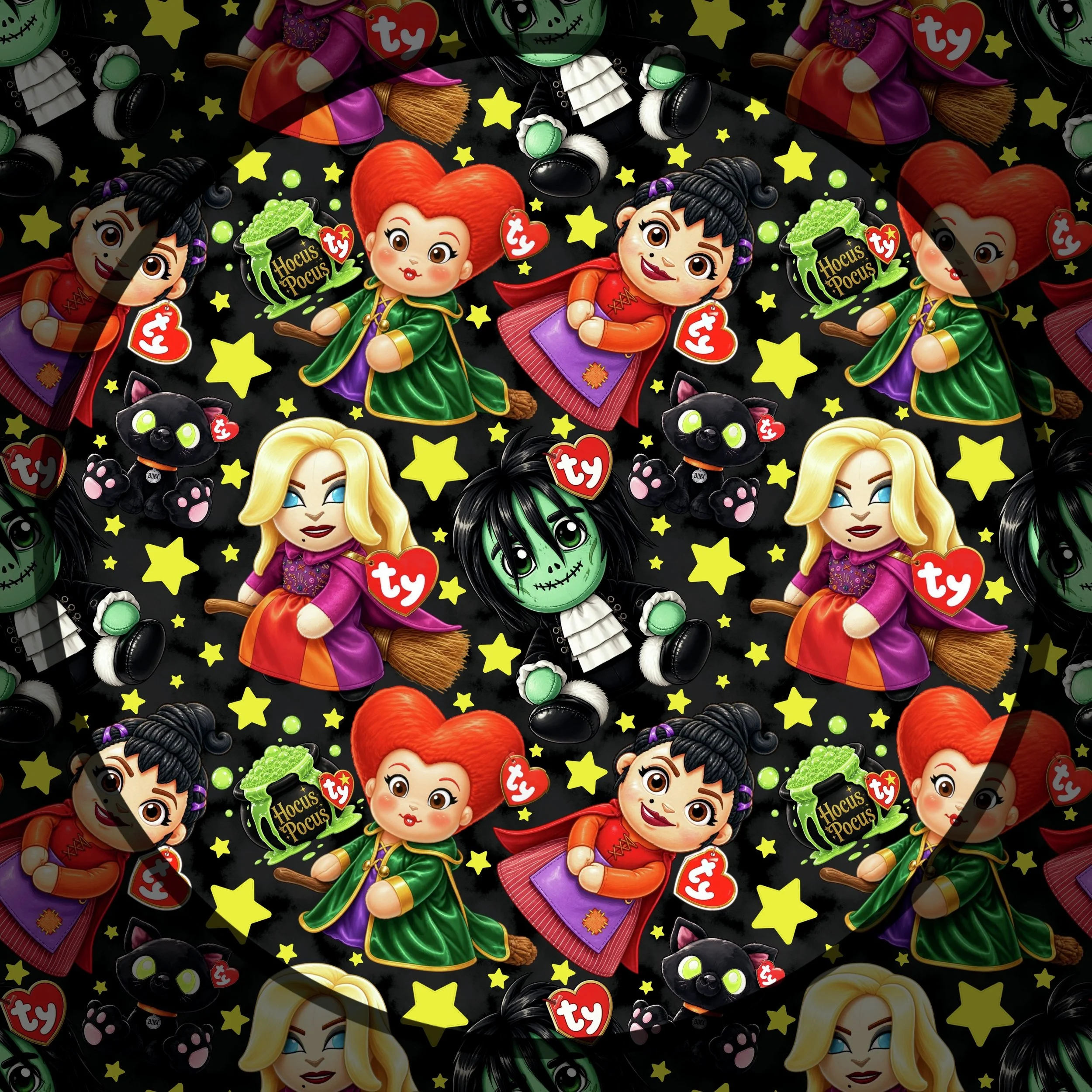 Hocus Pocus Beanie Babies (Halloween night smog color way)