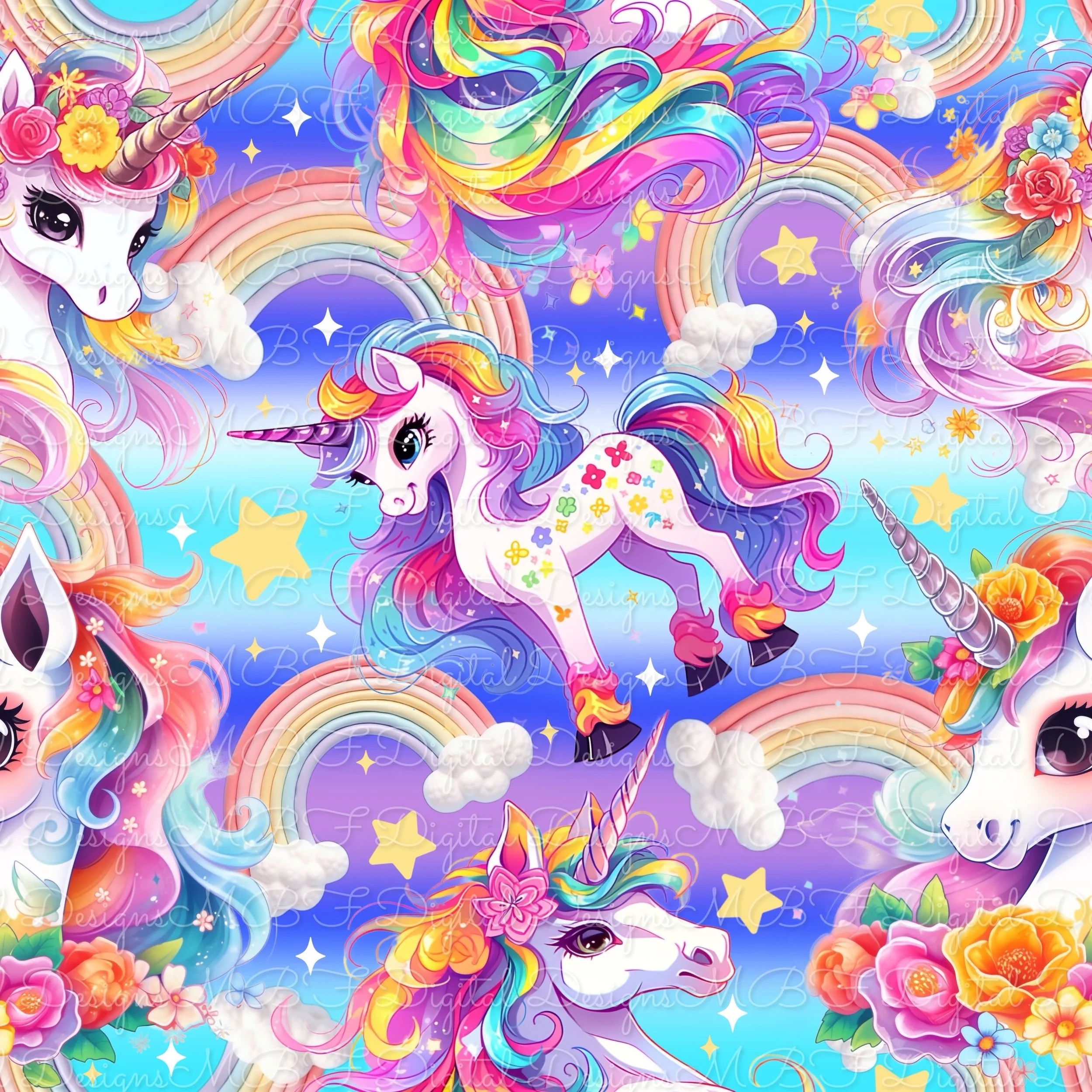 Unicorn Fantasy (multi blue and purple ombre color way)