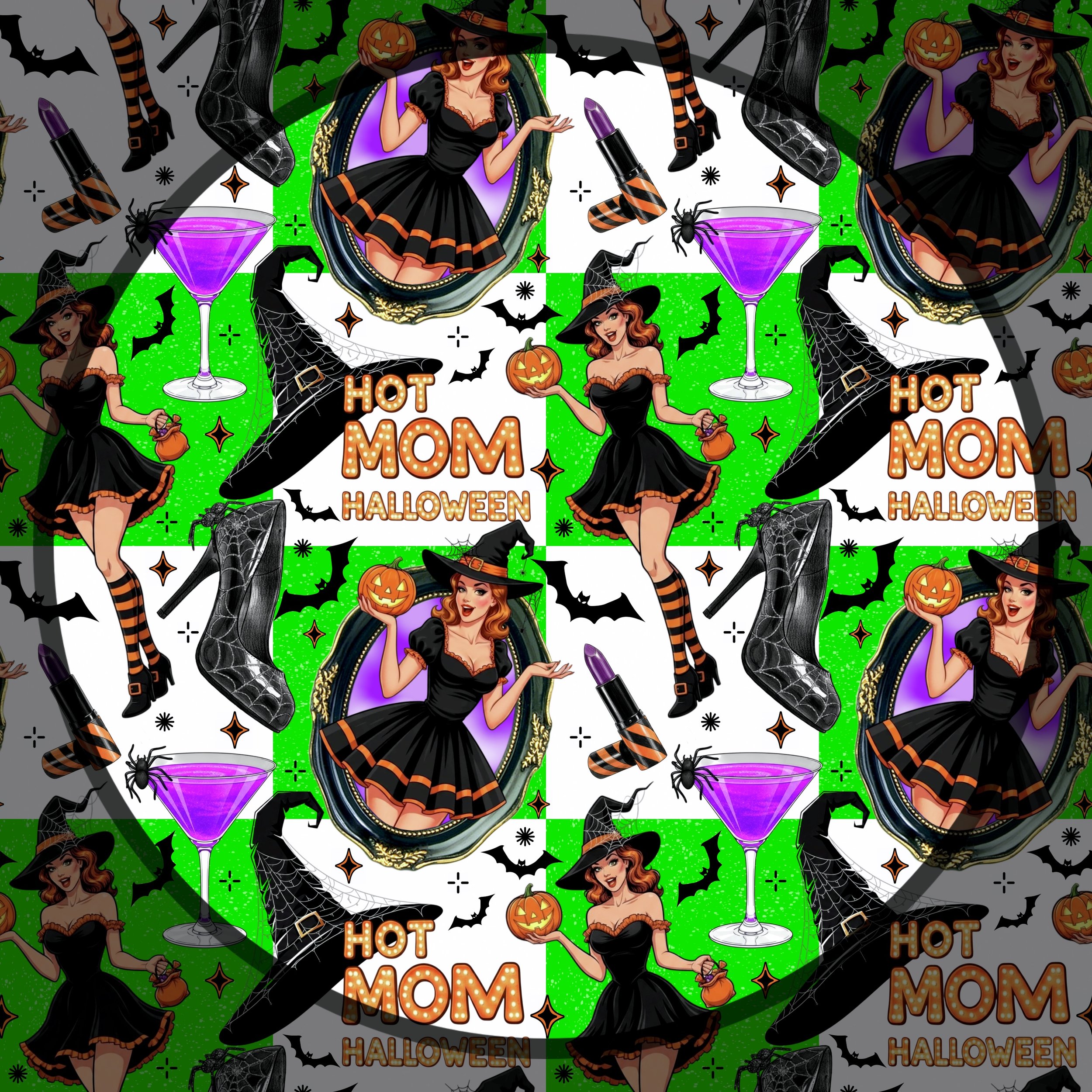Hot Mom Halloween (green checked color way)