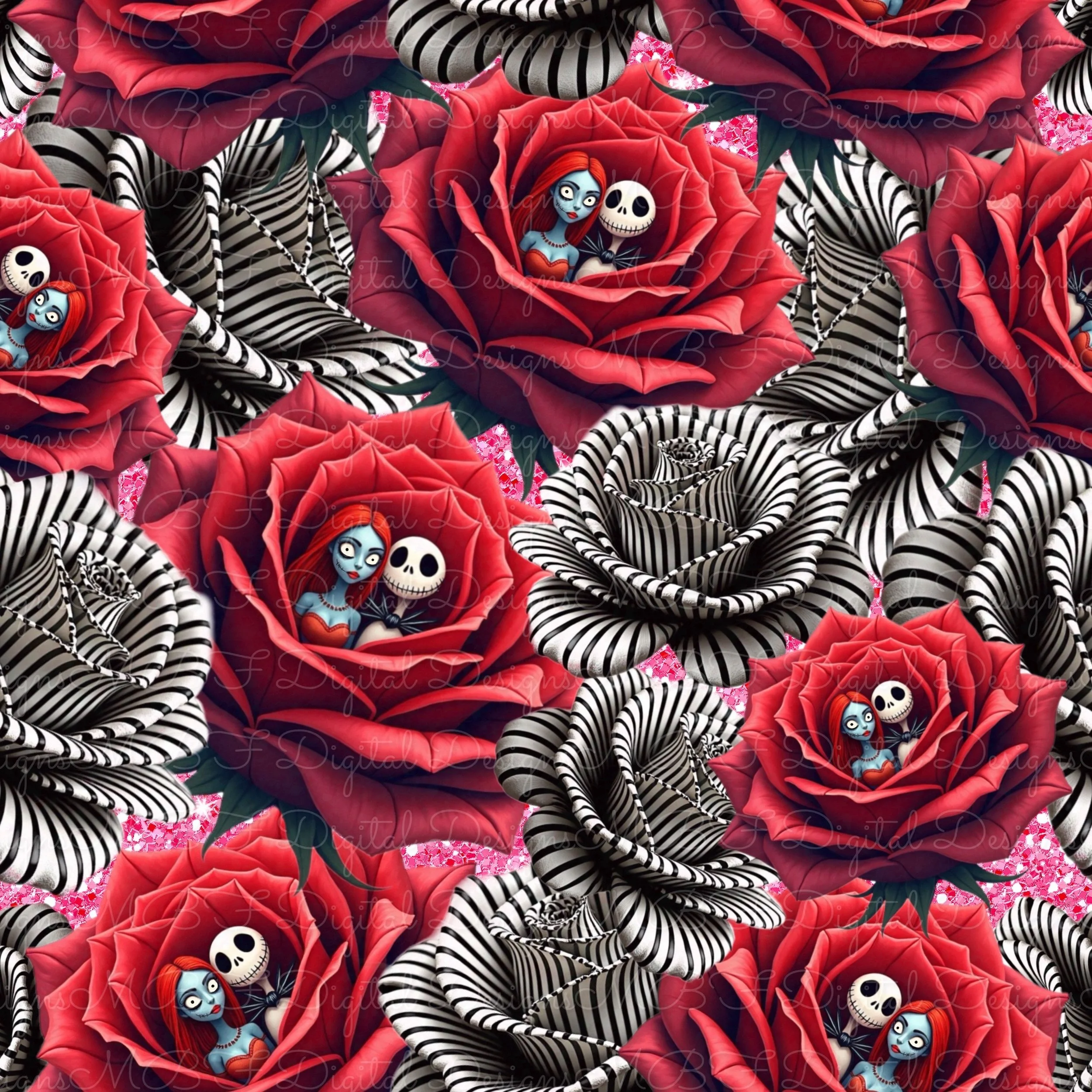 Nightmare Floral (Pink Sparkle Color Way)