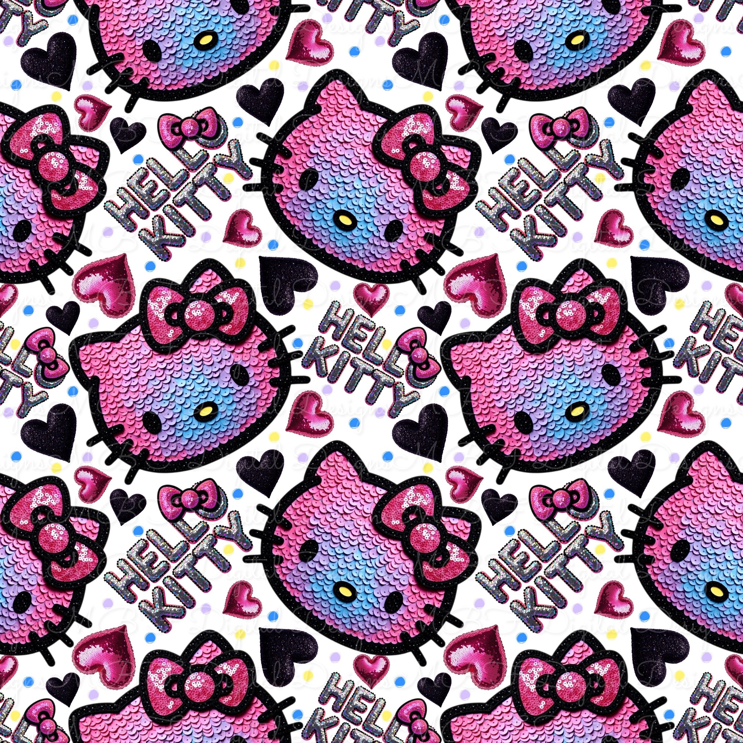 Hello Sequins (white multicolored dots color way)