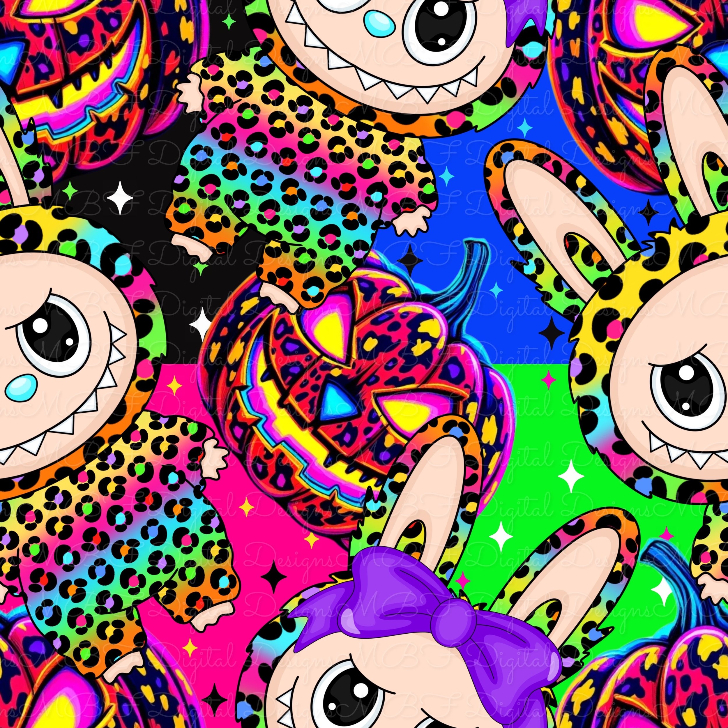 Halloween Leopard Labu-bu (multi checked color way)