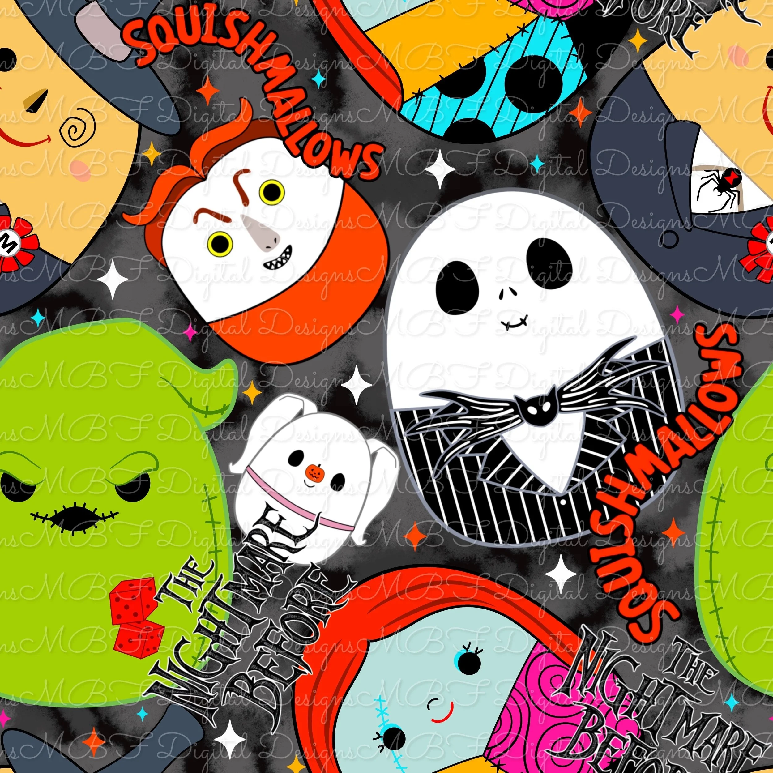 Nightmare Before Squish-mallows (black smokey color way)
