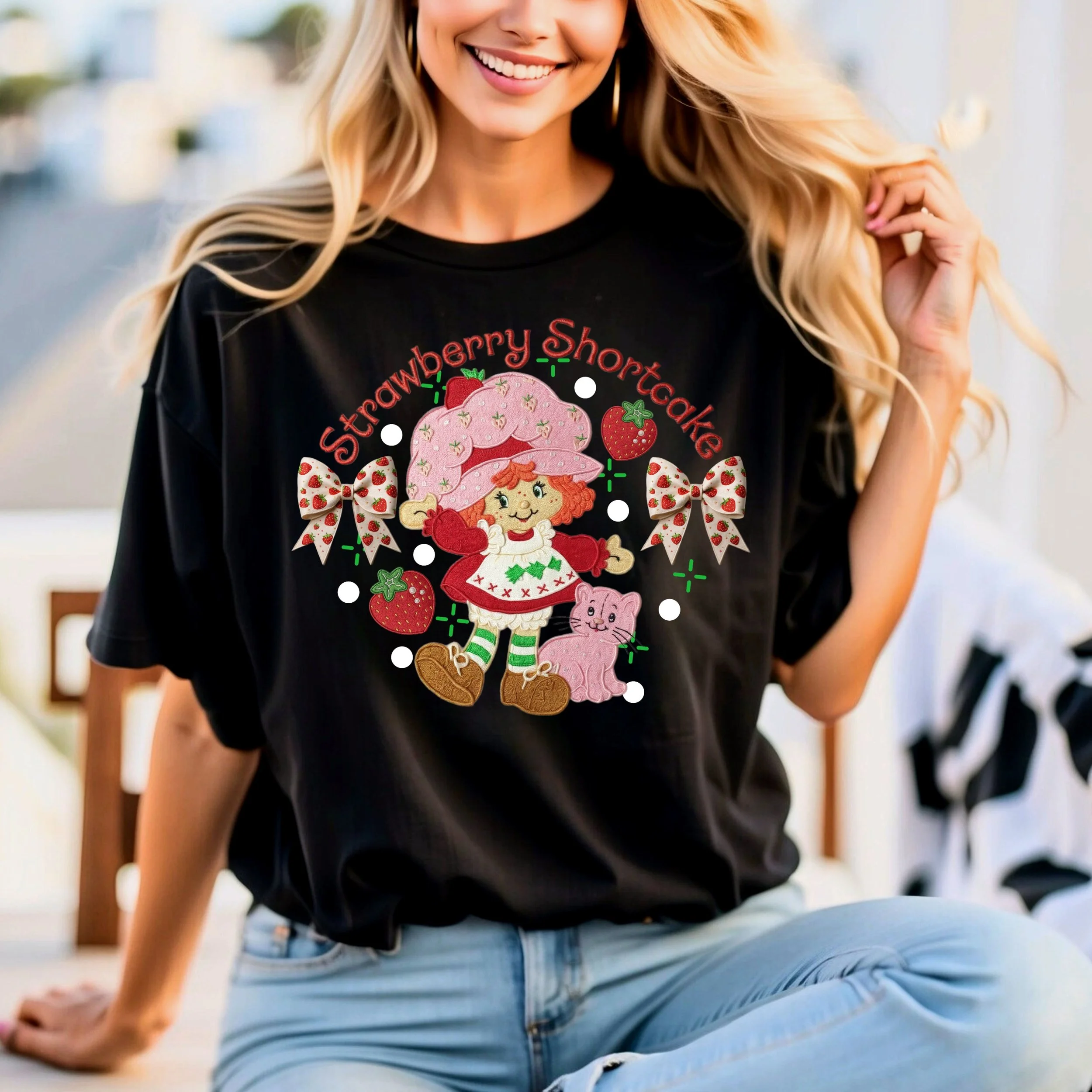 Embroidered Strawberry Shortcake PNG