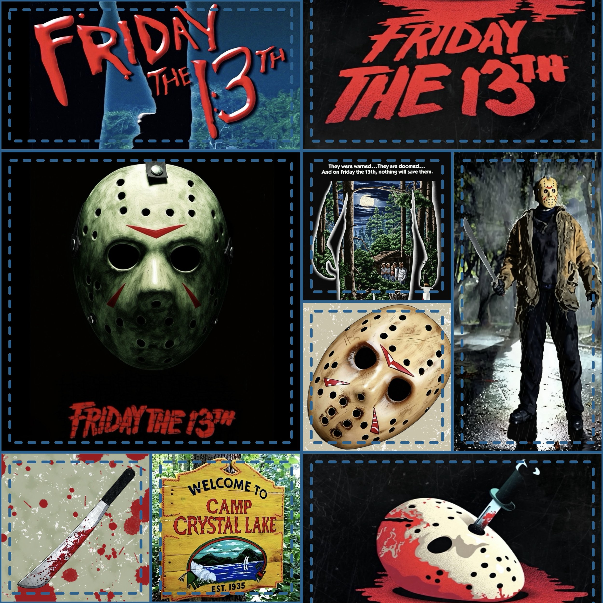 Friday the 13th Patchwork (nightfall blue stitch color way)
