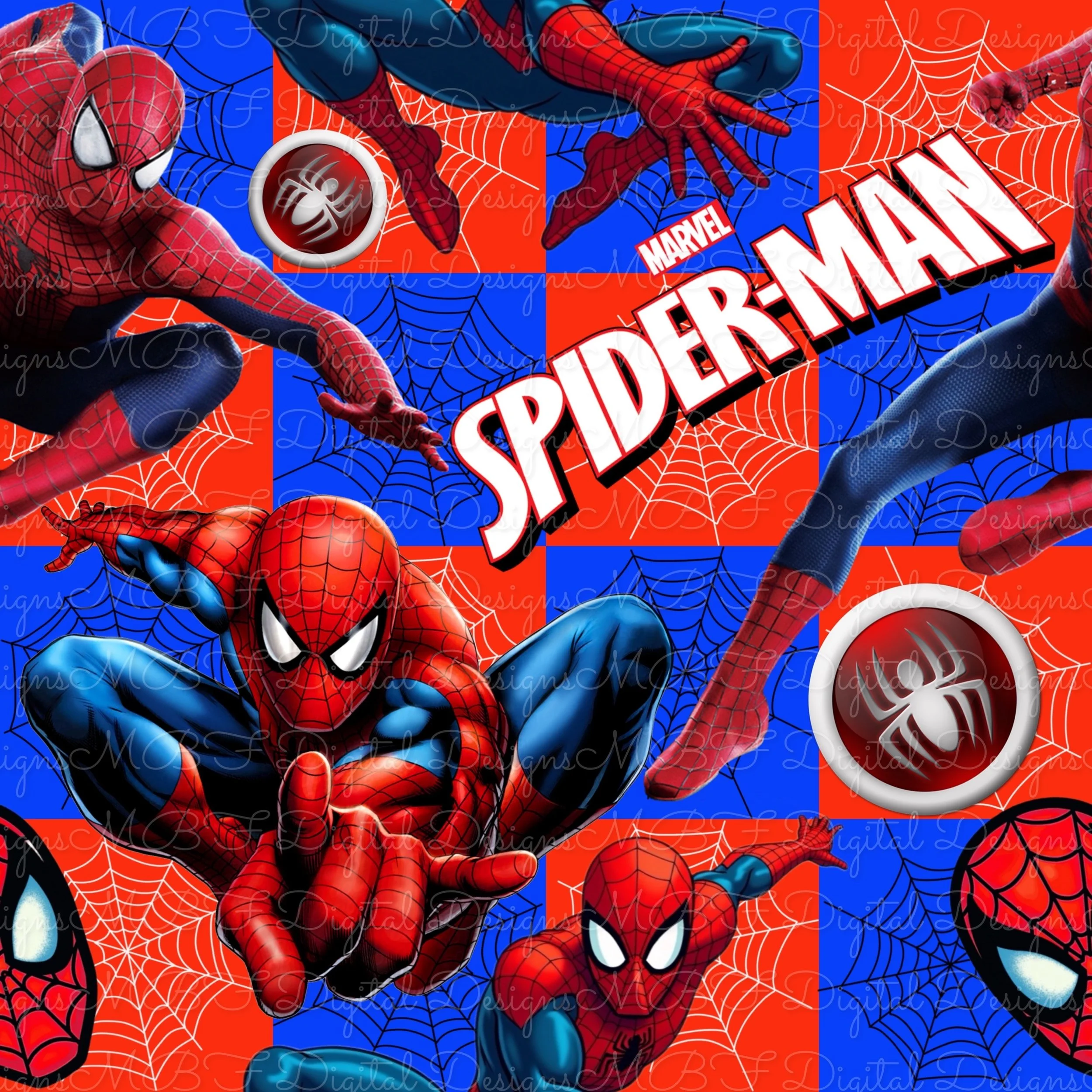 Spidey Man (red and blue checked with black and white webbed color way)
