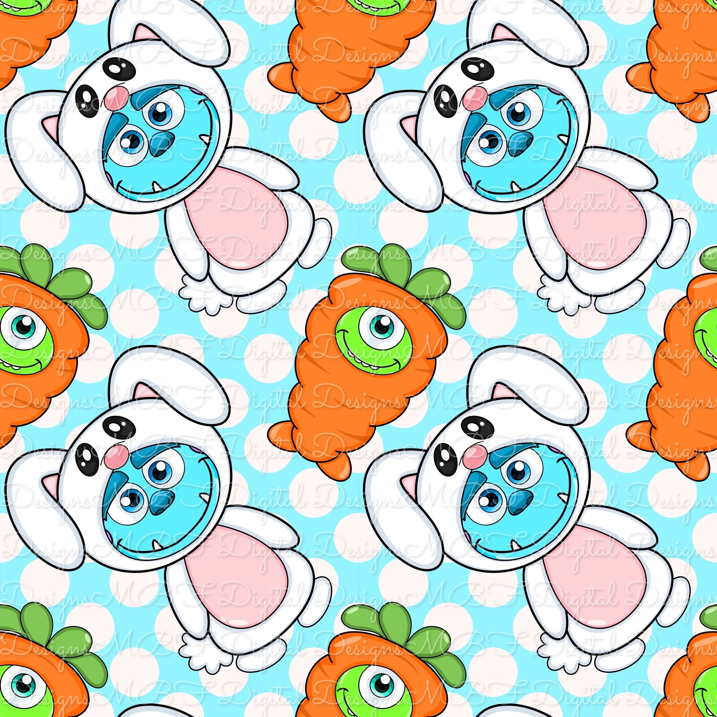 Easter Monsters Inc (blue dot color way)