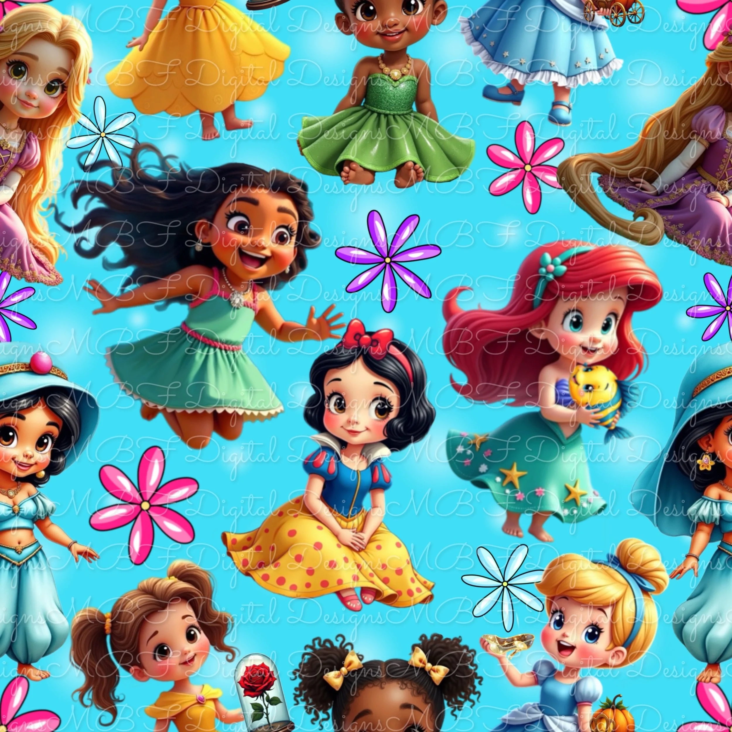 Little Princesses (bright blue color way)