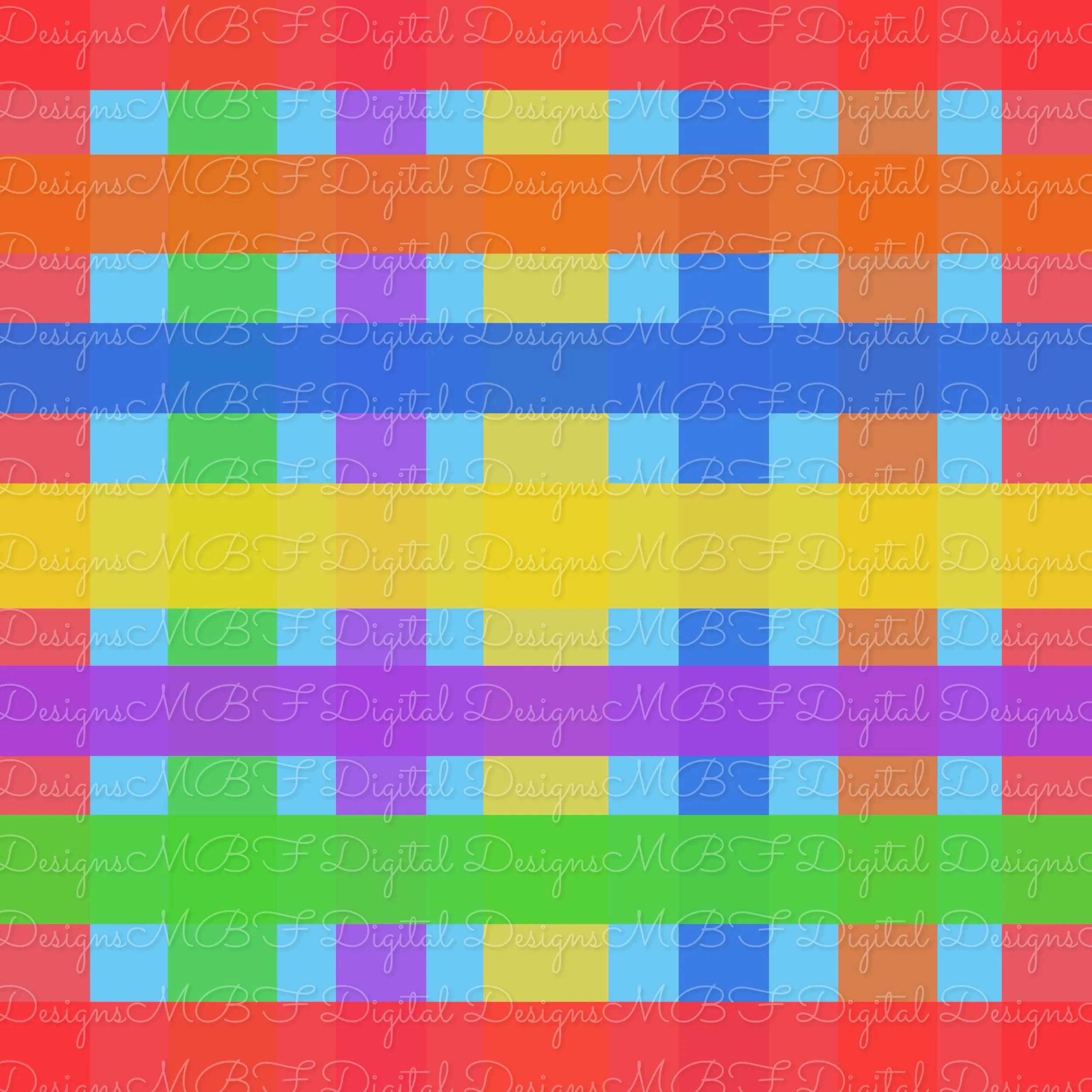 Rainbow Brite Patchwork Coord Plaid (sky blue background color way)