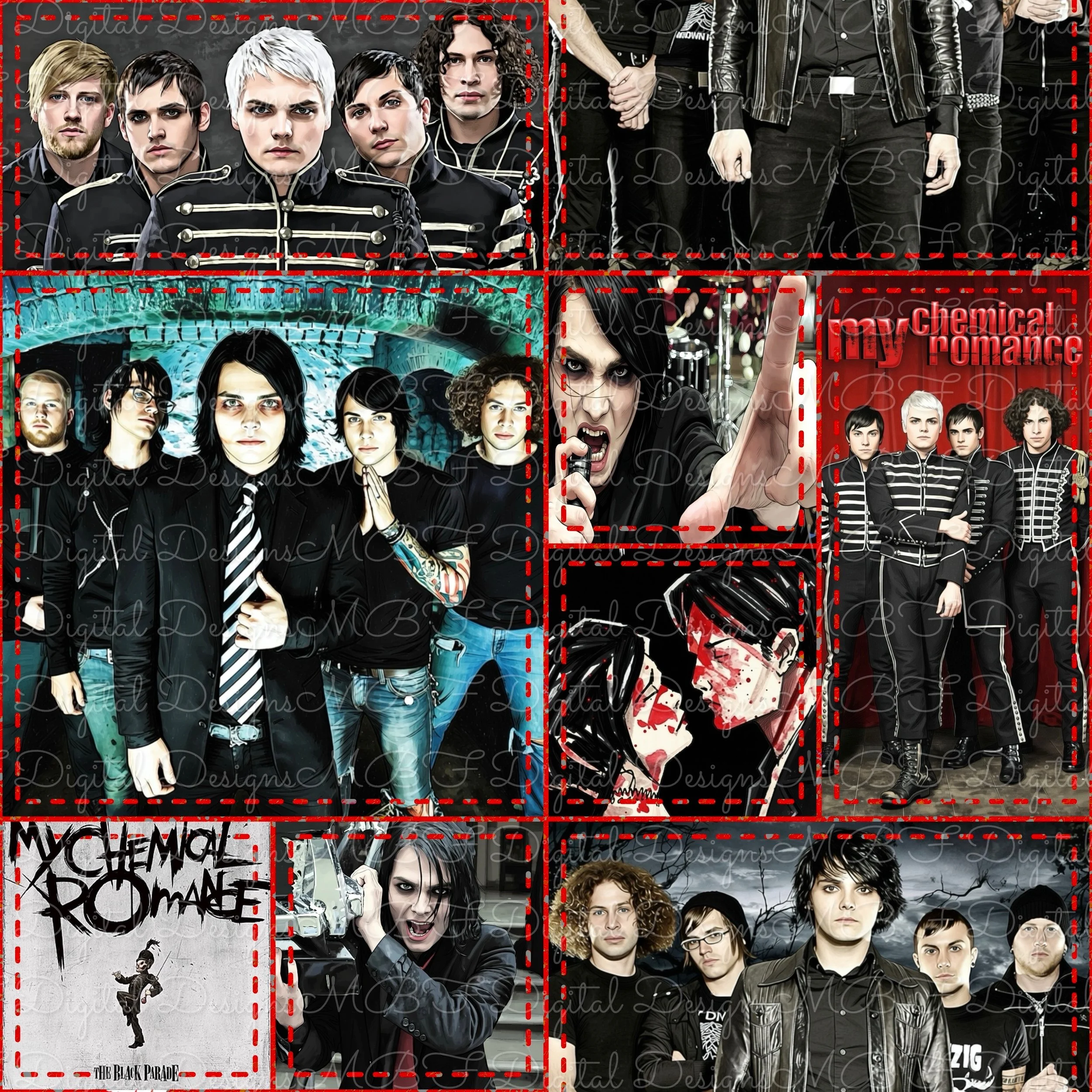 MCR Patchwork (red splatter stitches color way)
