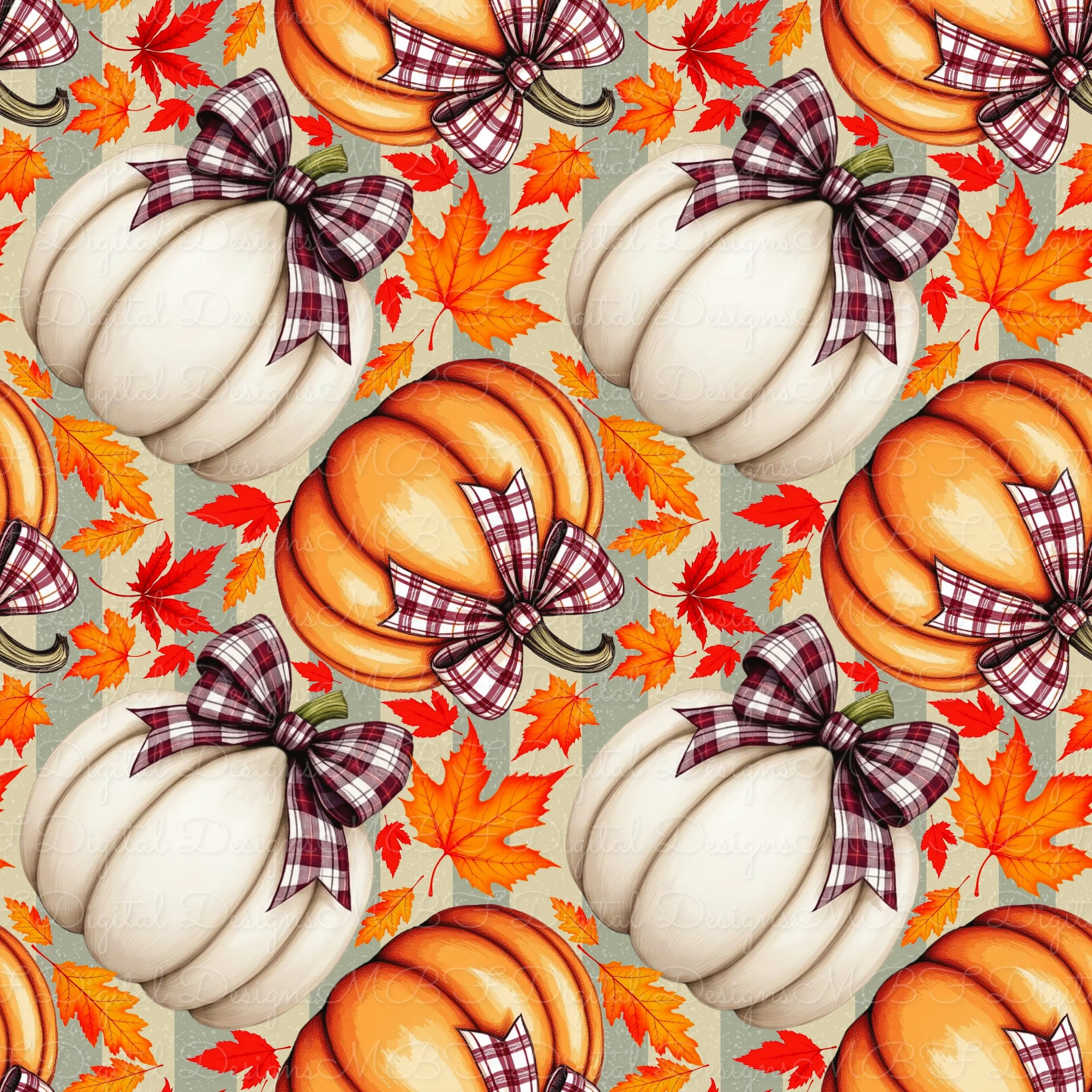 Falling For Fall (cream and dull sage striped color way)