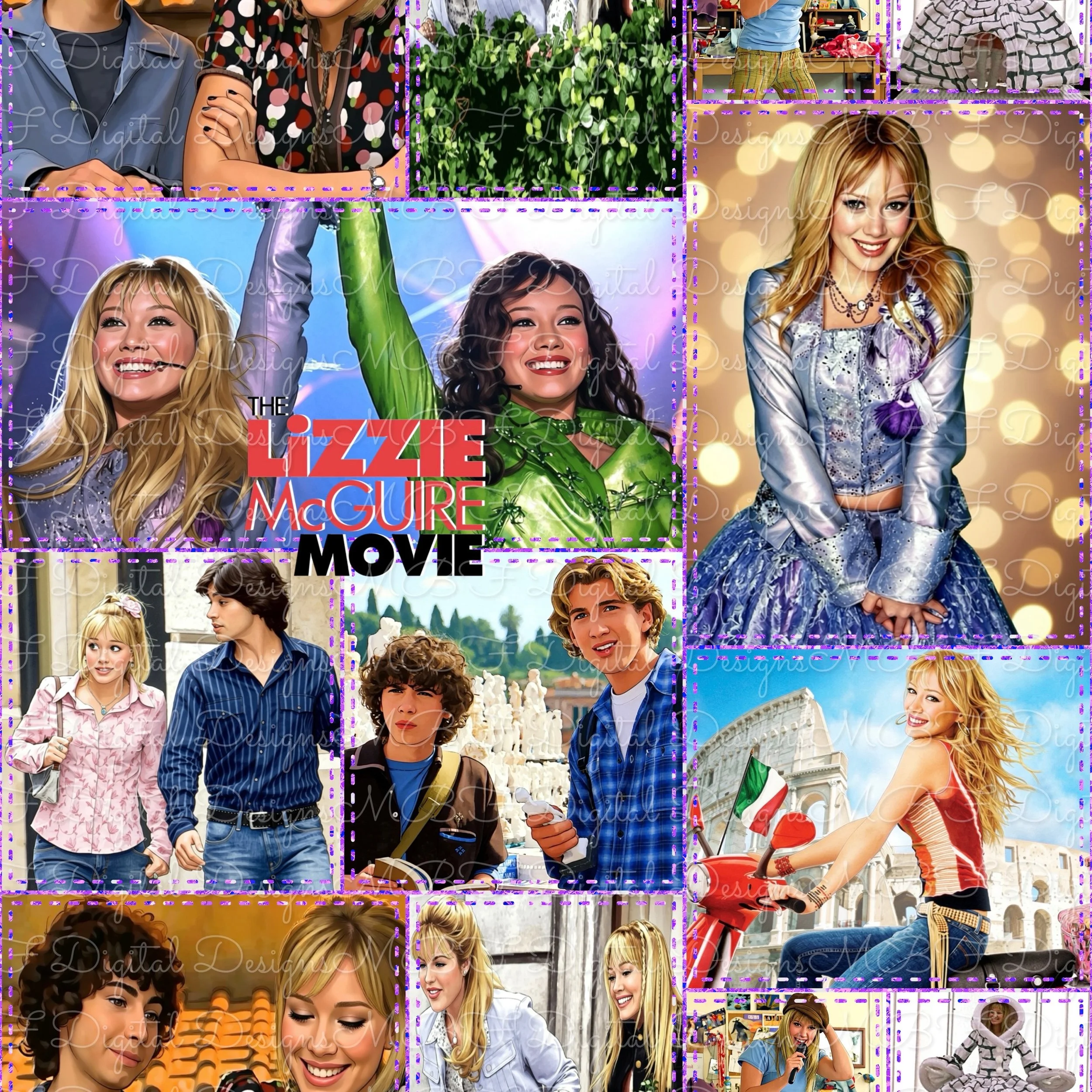 The Lizzie McGuire Movie Patchwork (purple glitter stitches color way)