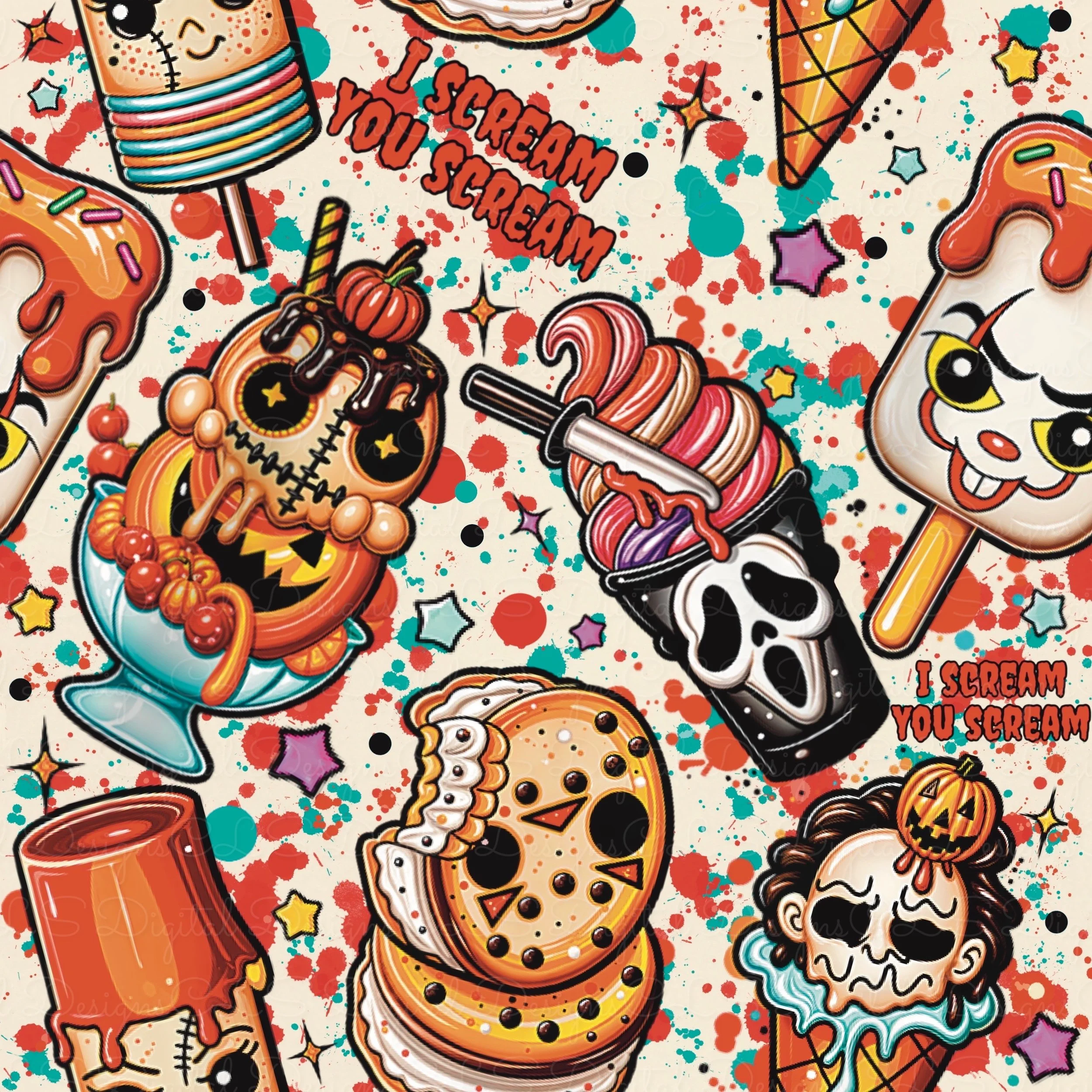 I Scream You Scream (cream splatter color way)