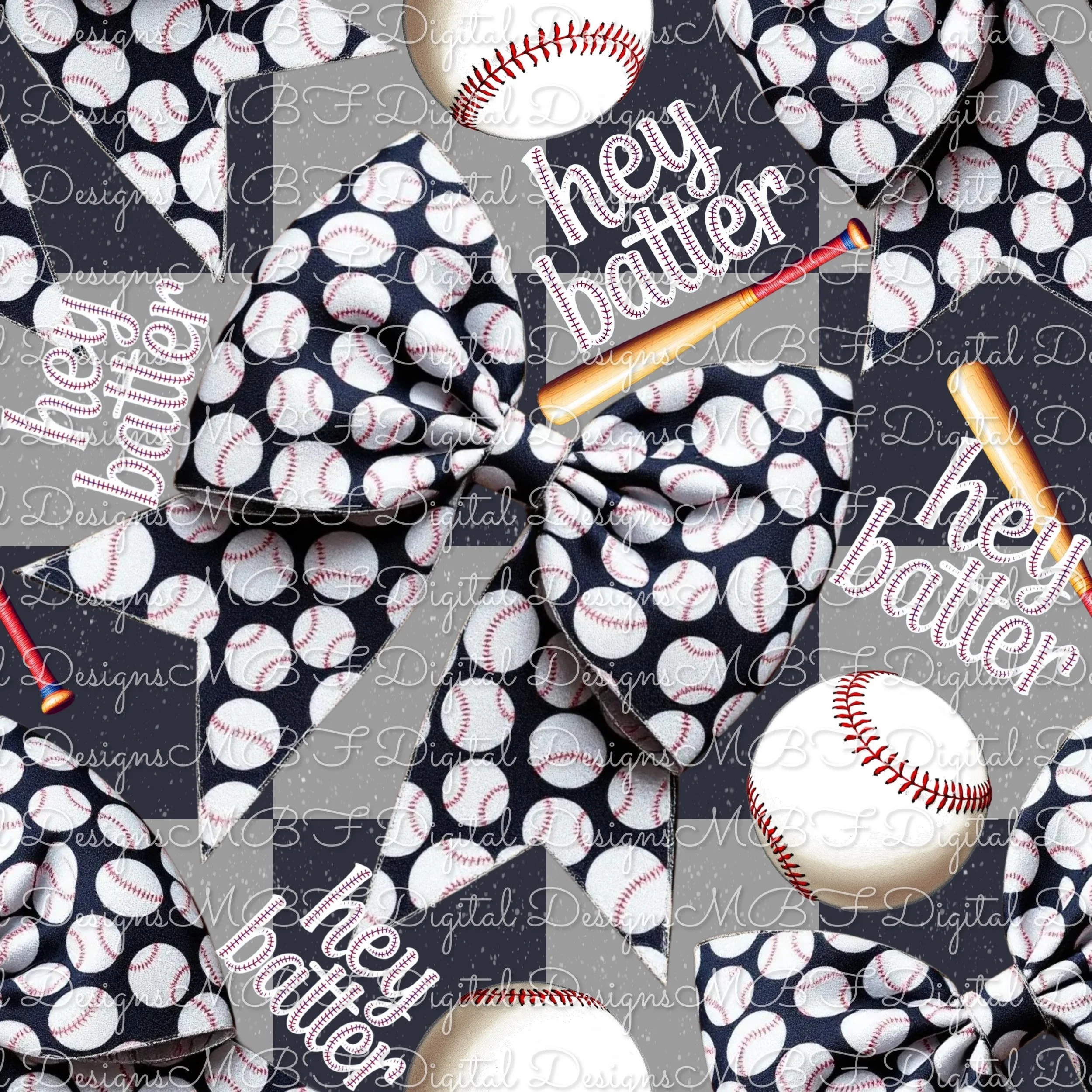 Baseball N Bows (deep gray blue and gray color way)
