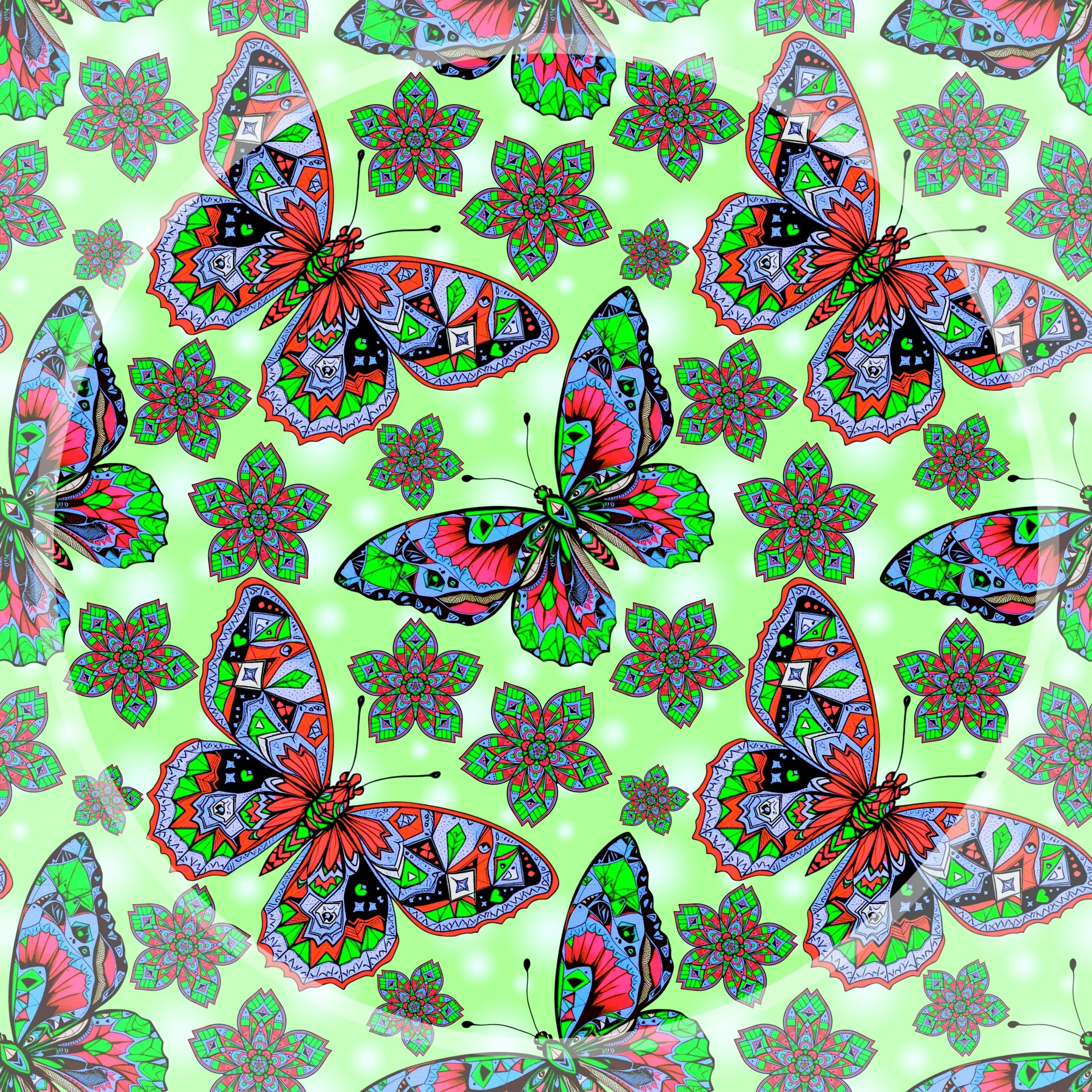 Art Deco Butterflies (spring green color way)