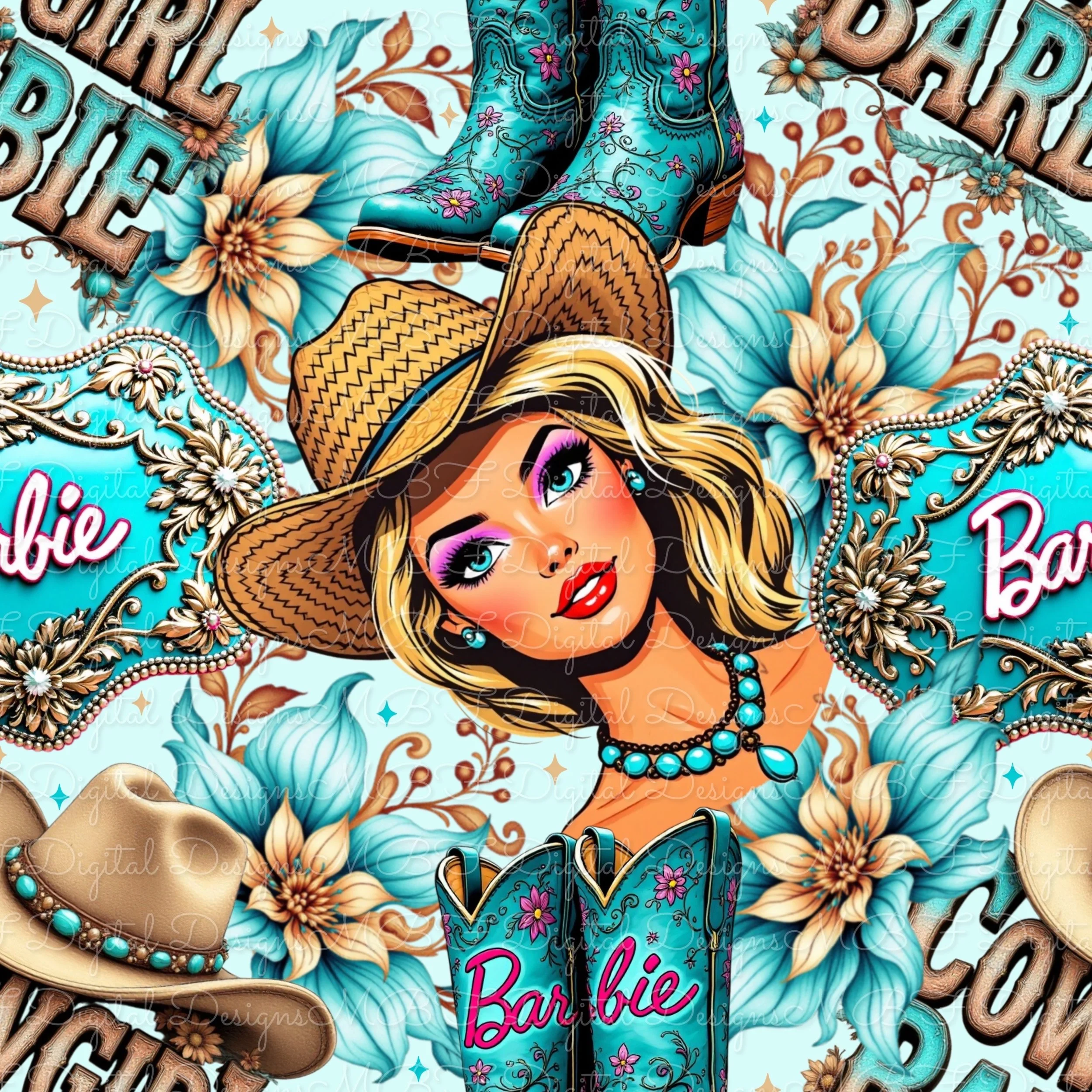 Cowgirl Barb-ie (light aqua color way)