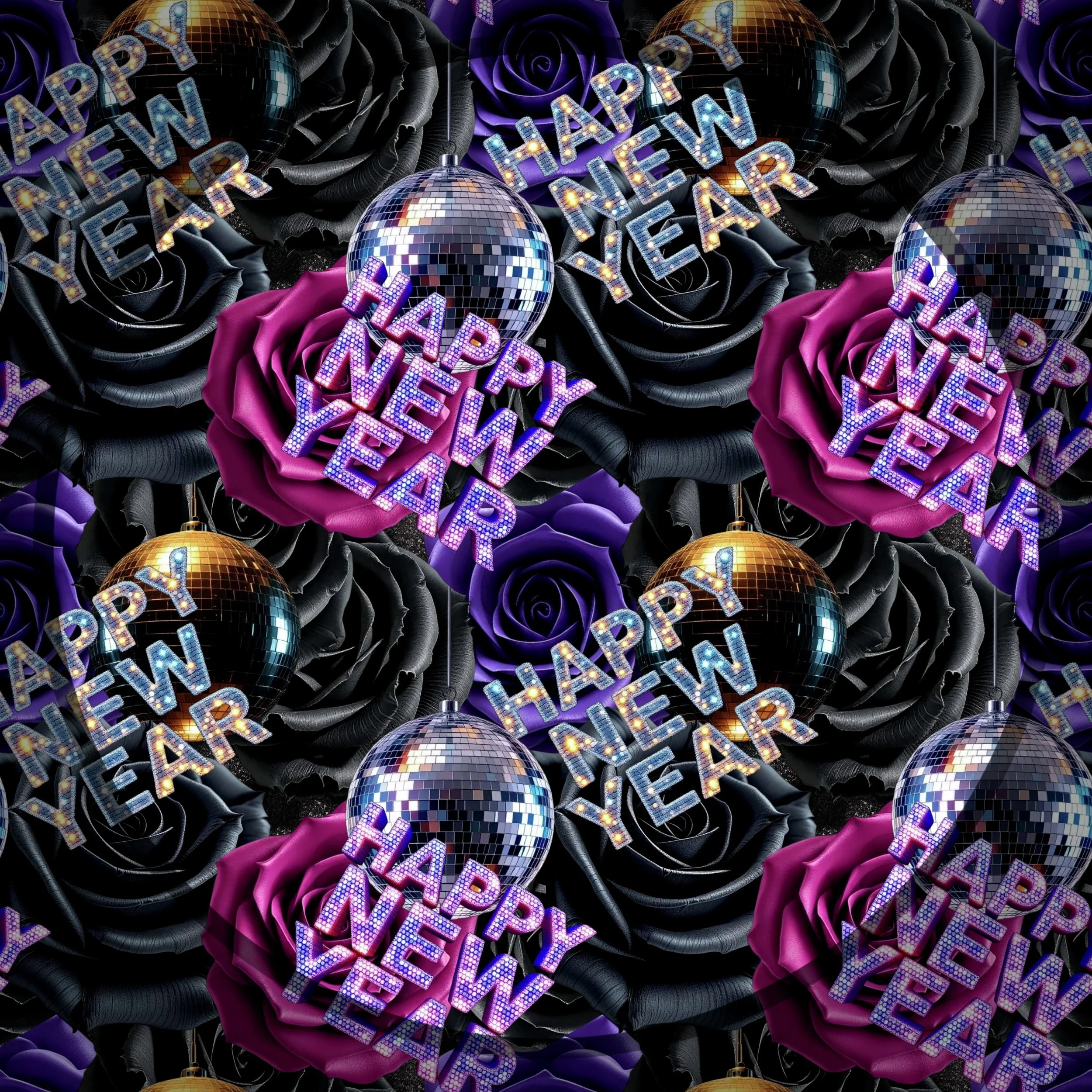 Happy New Year (no year-bright fuchsia rose color way)