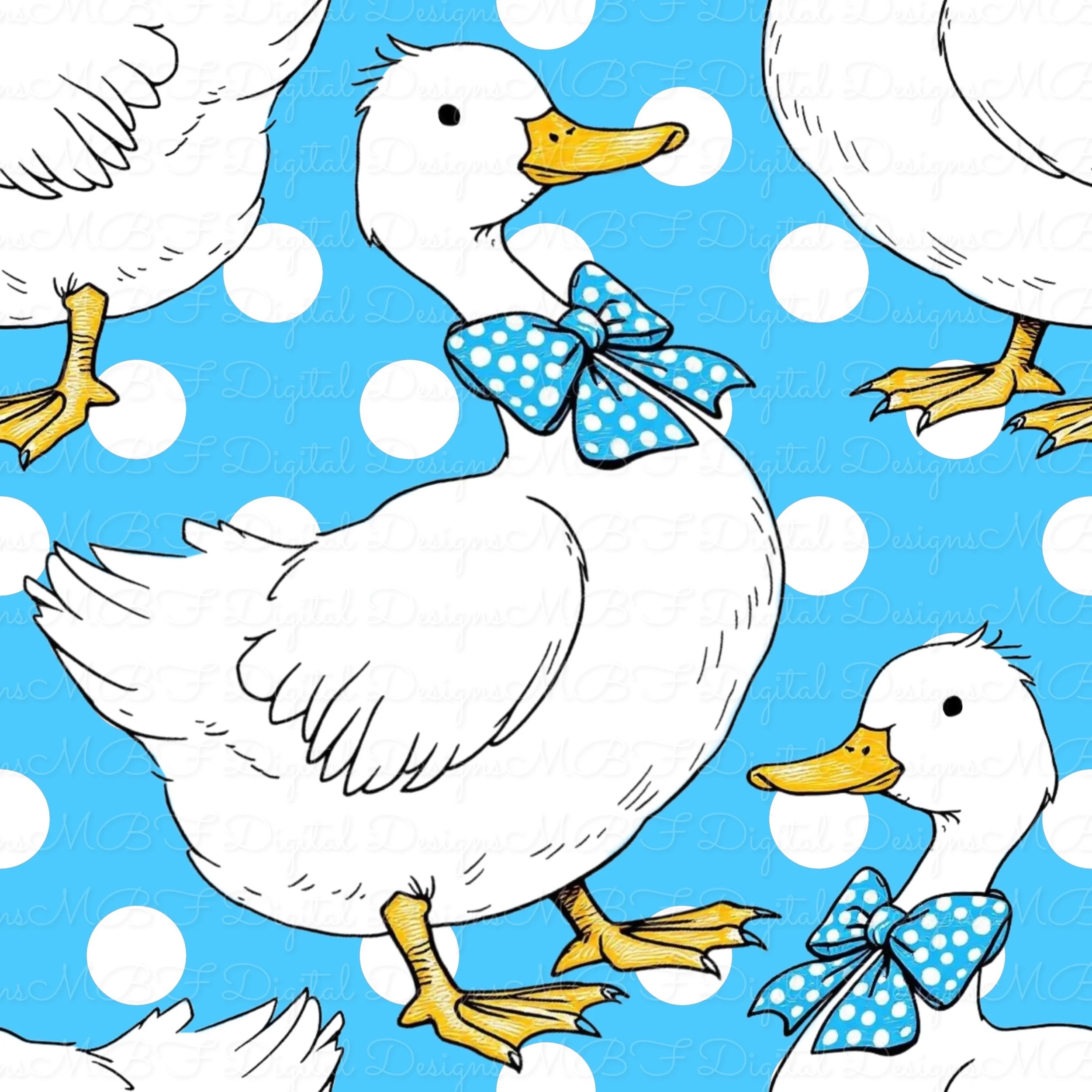 Darling Ducks (blue polka dot color way)
