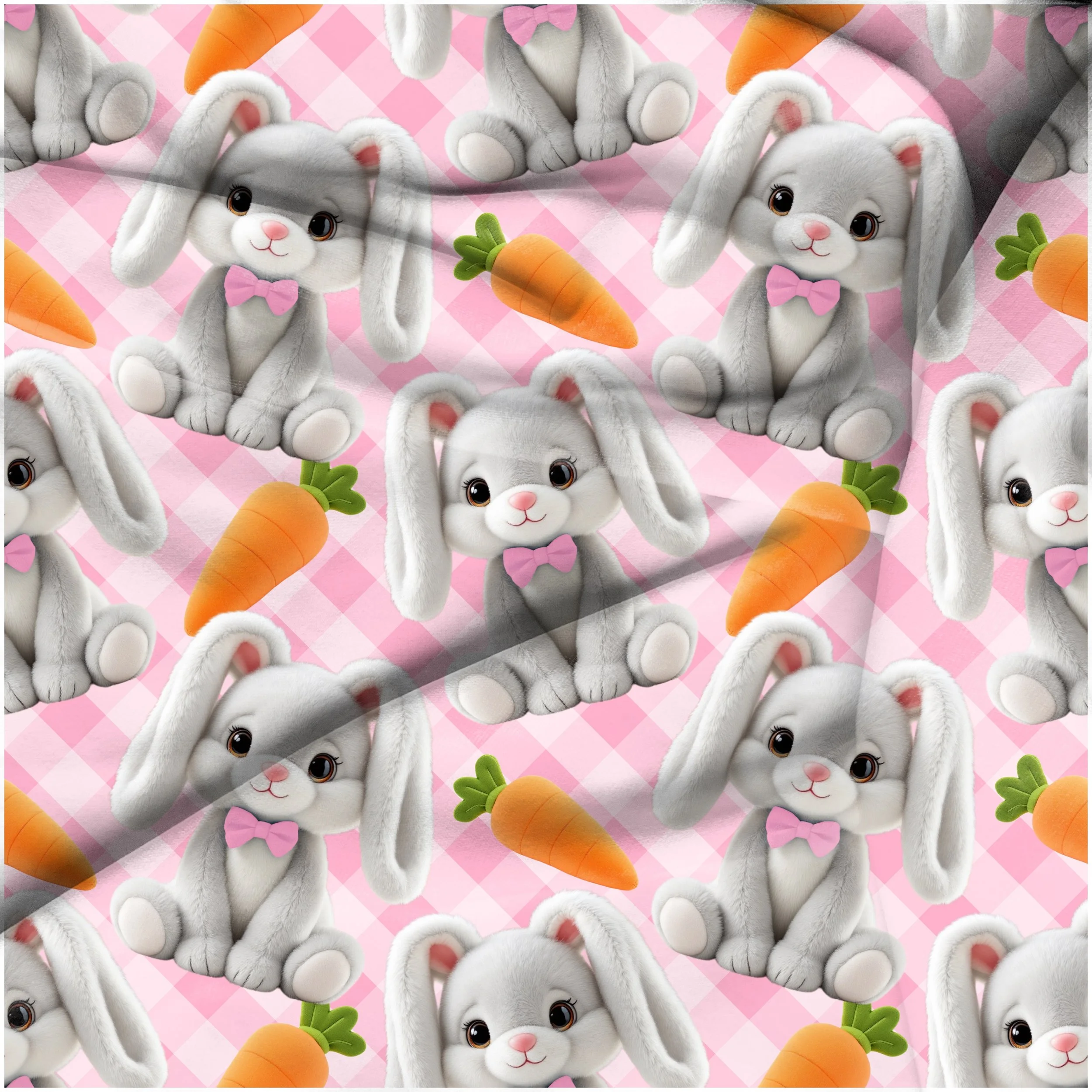 Stuffed Bunny (pink plaid color way)