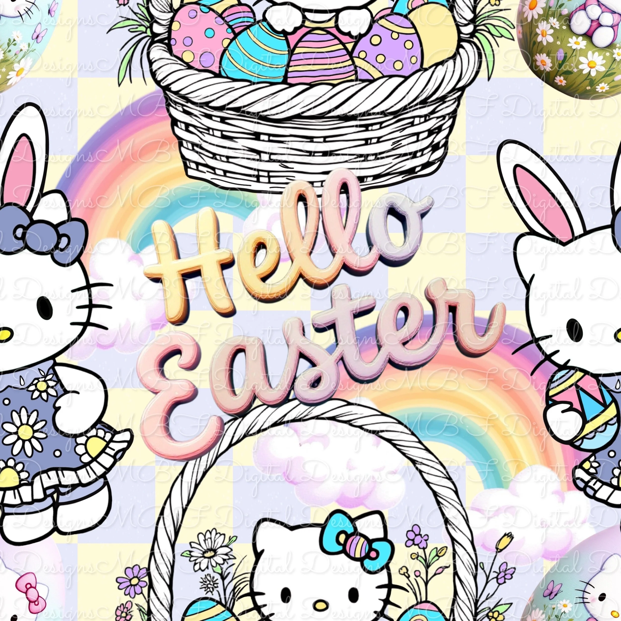 Hello Easter (pale lavender and yellow checked color way)