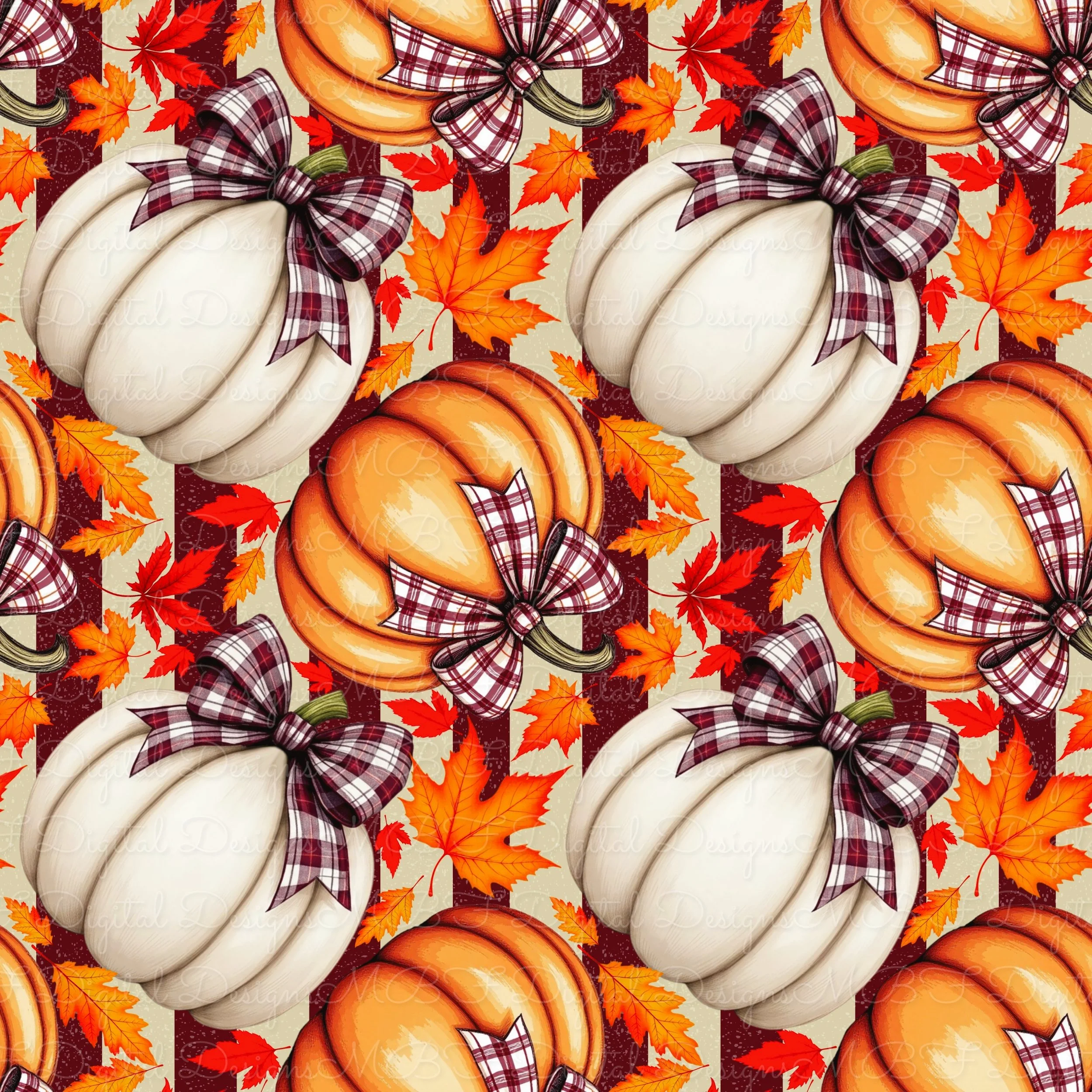 Falling For Fall (cream and burgundy striped color way)