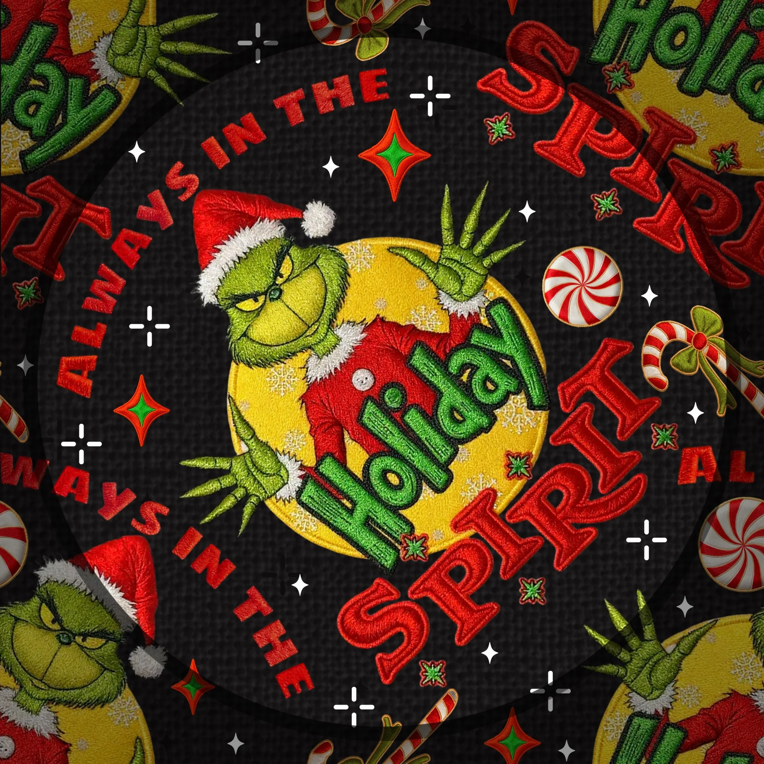 Embroidered Always In The Holiday Spirit (black color way)